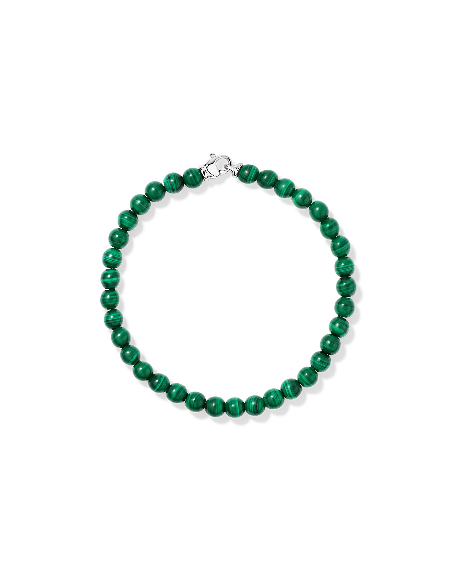 21cm Malachite Bead Bracelet in Sterling Silver