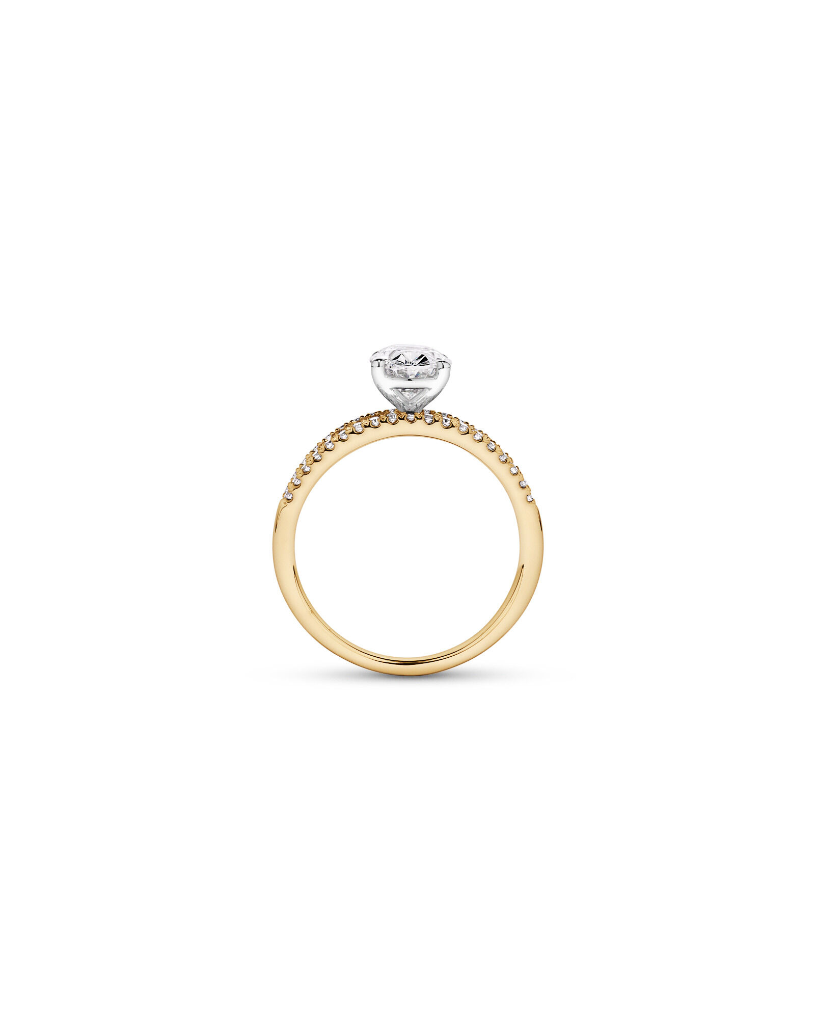 2.21 Carat TW Oval and Baguette Laboratory-Grown Side Accent Diamond Ring in 14kt Yellow and White Gold