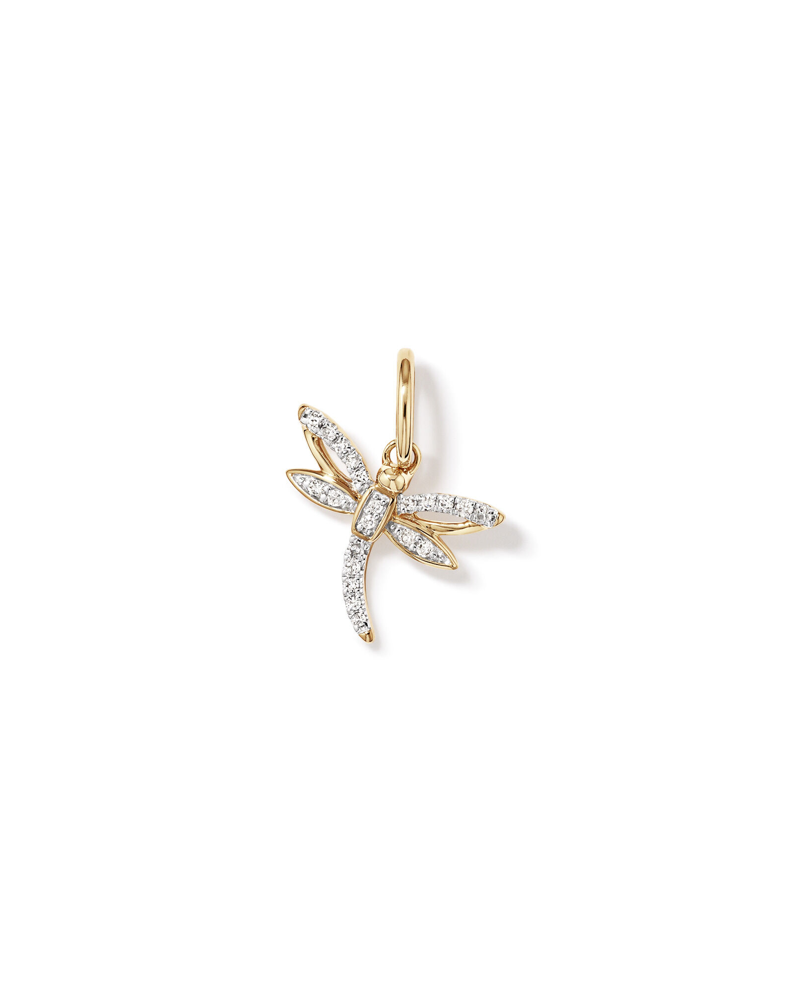 Diamond Dragonfly Pendant in 10kt Yellow Gold