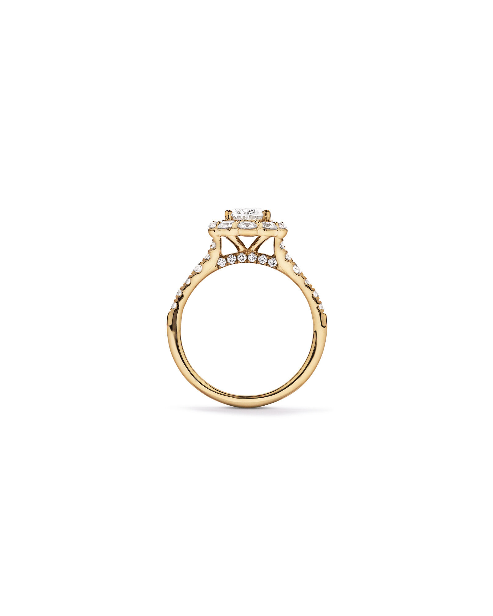 2.15 Carat TW Oval Halo Laboratory-Grown Diamond Ring in 14kt Yellow Gold