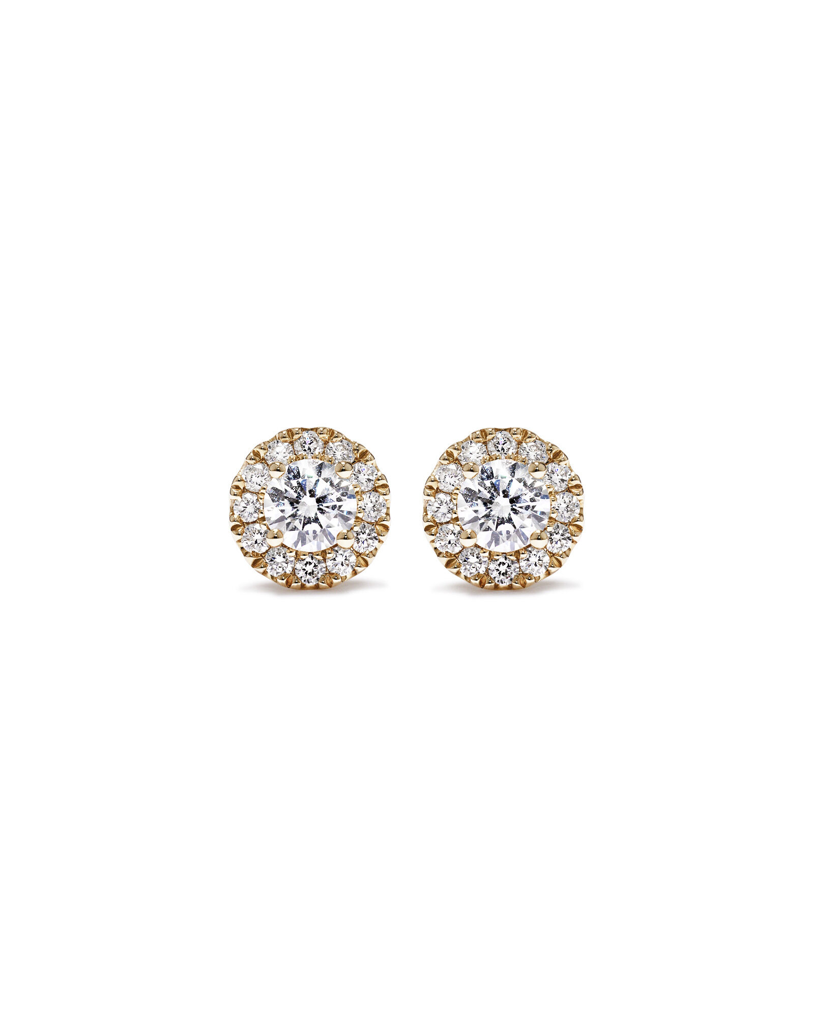 0.50 Carat TW Round Brilliant Laboratory-Grown Diamond Halo Stud Earrings in 10kt Yellow Gold