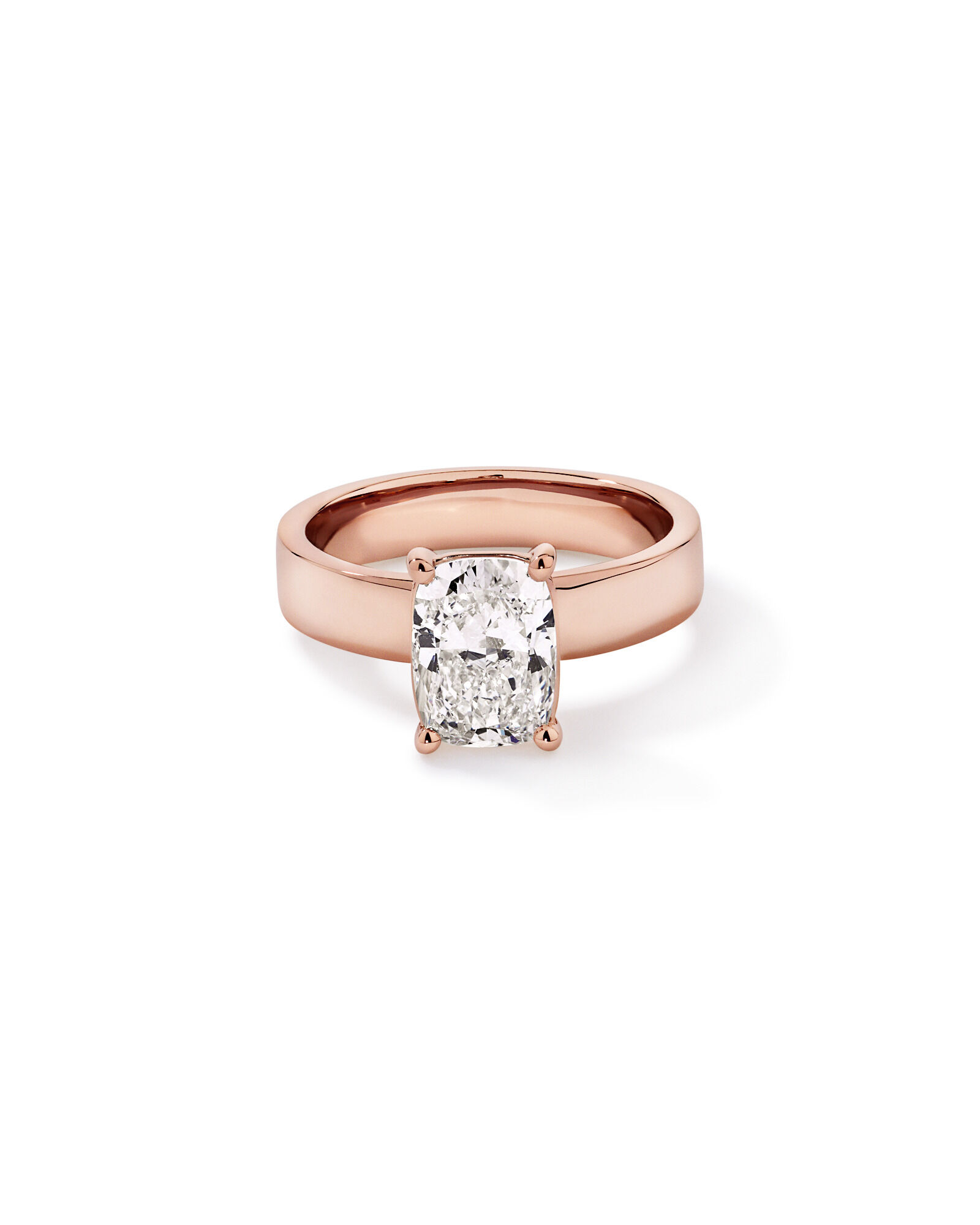 Bague solitaire en or jaune 14 carats sertie d'un diamant de laboratoire taille coussin allong&eacute; de 2,00 carats