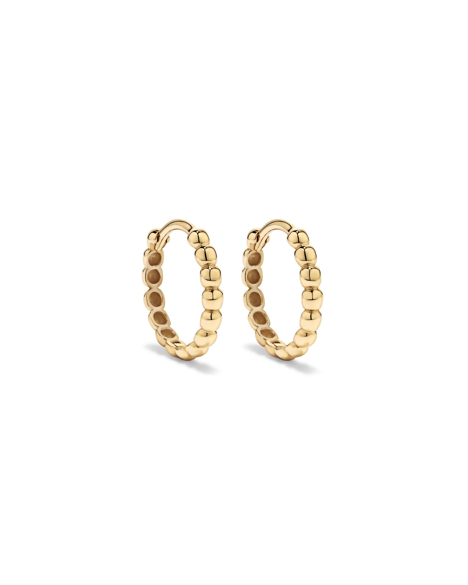 13.5mm Large Beaded Huggie Earrings in 10kt Yellow Gold