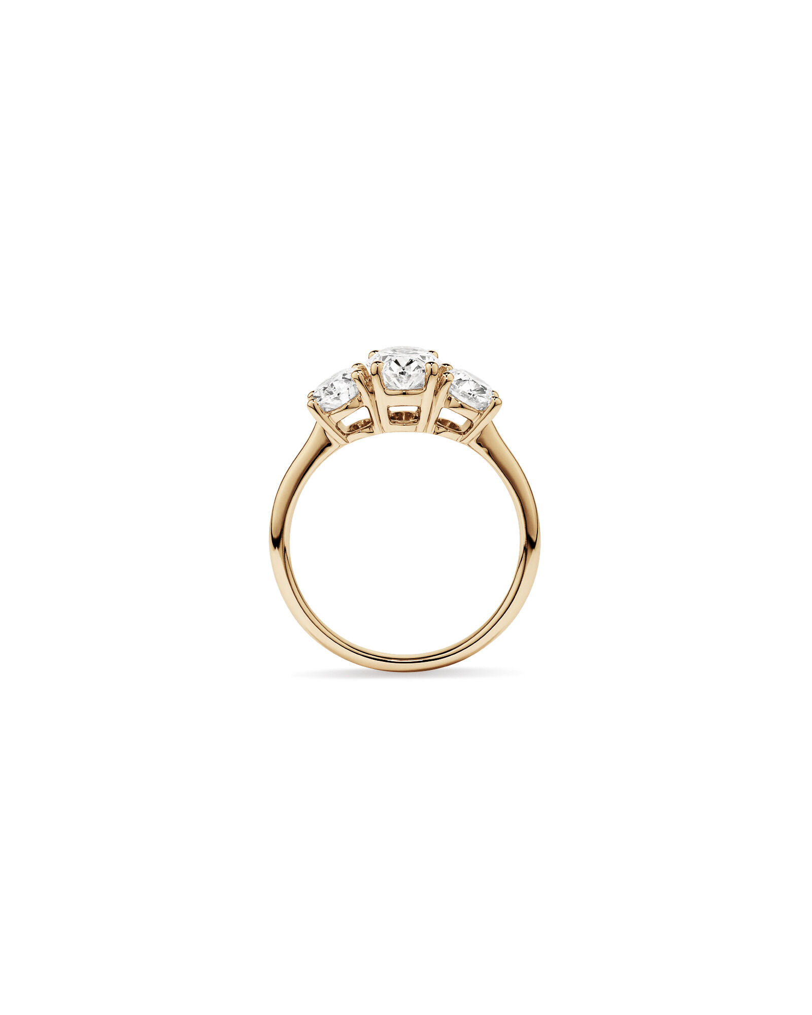 2 Carat Three Stone Oval Laboratory-Grown Diamond Engagement Ring In 14kt Yellow Gold