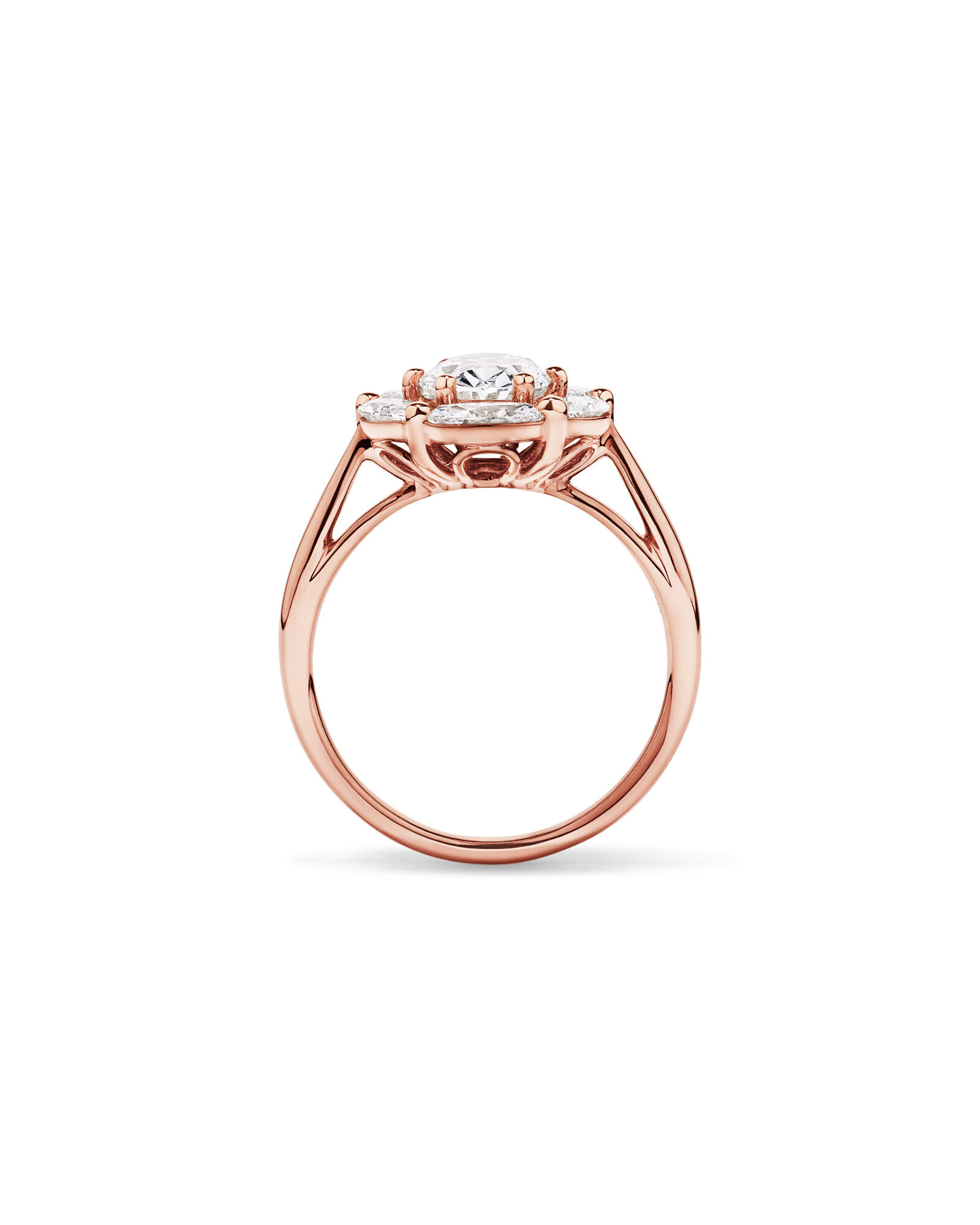 2.68 Carat TW Oval and Marquise Laboratory-Grown Diamond Halo Ring in 14kt Rose Gold