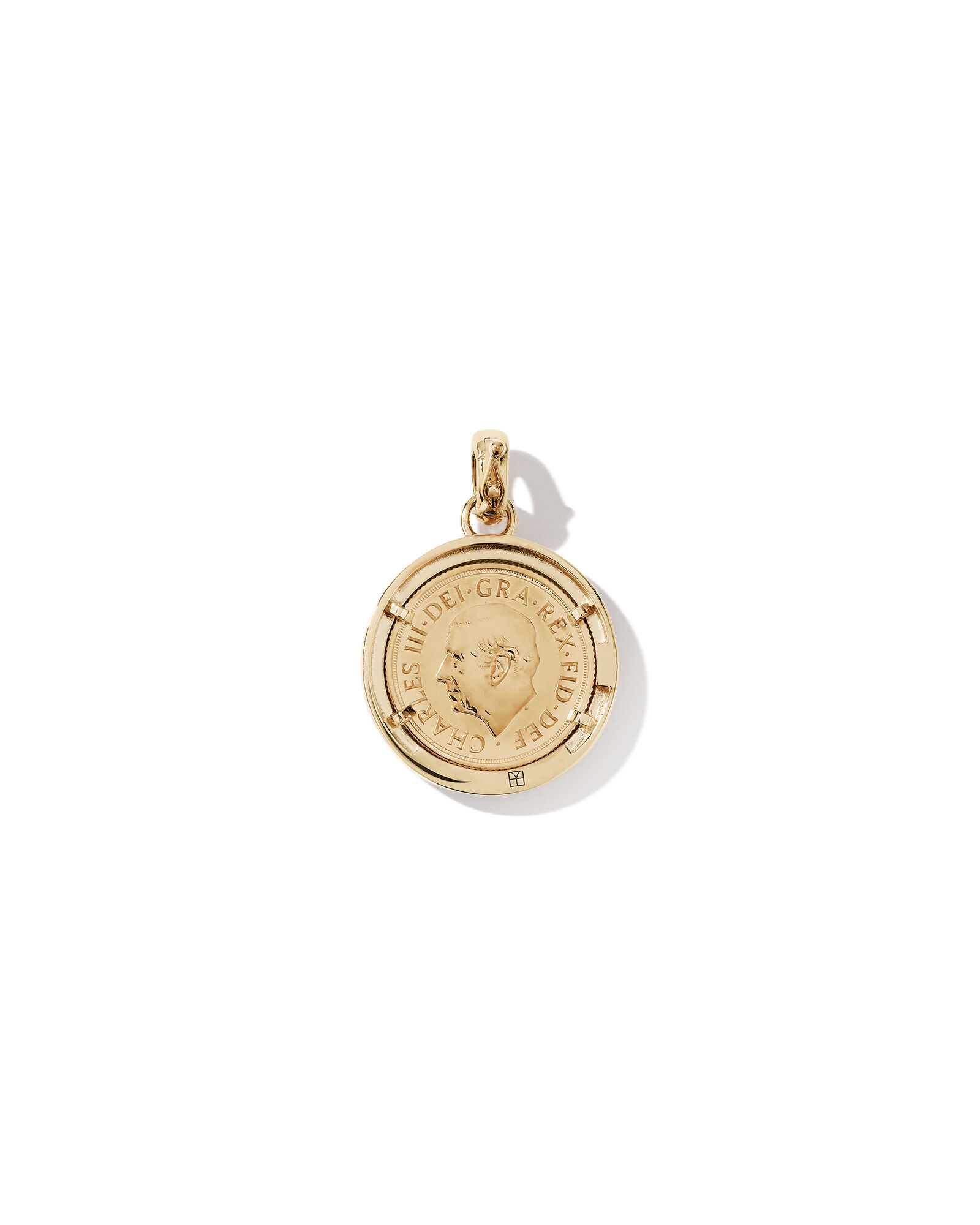 0.33 Carat TW Diamond Full Sovereign Medallion Pendant in 10kt and 22kt Yellow Gold