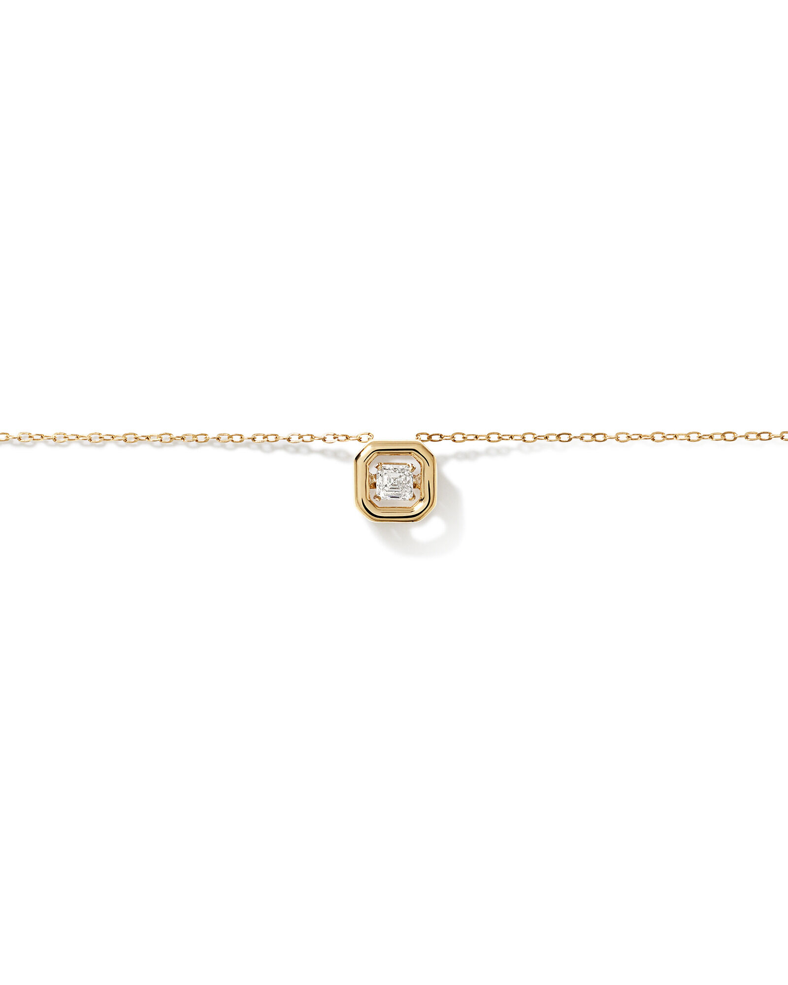 0.18 Carat TW Laboratory-Grown Asscher Cut Diamond Necklace in 10kt Yellow Gold
