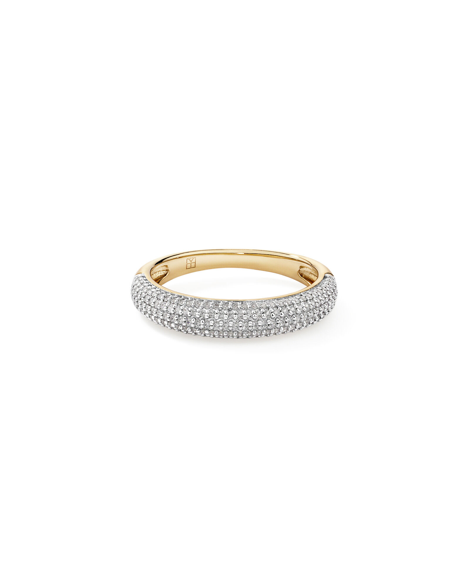 Slim Pav&eacute; Dome Ring with Cubic Zirconia in 18kt Vermeil