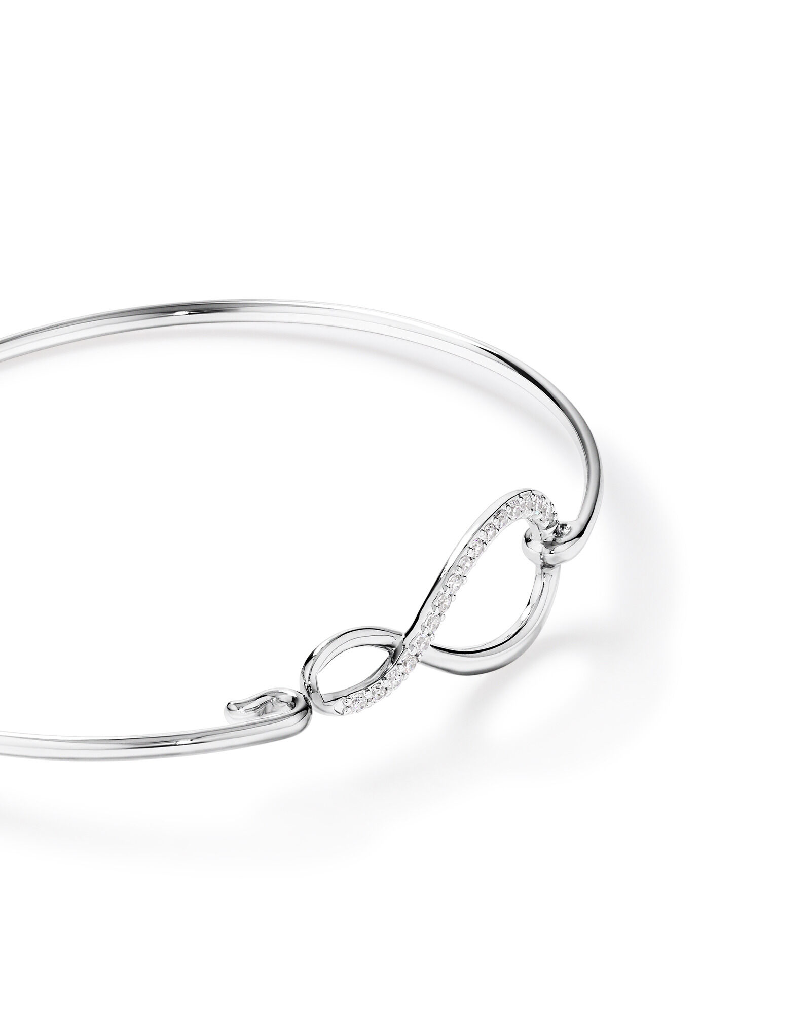Cubic Zirconia Infinity Bangle in Sterling Silver