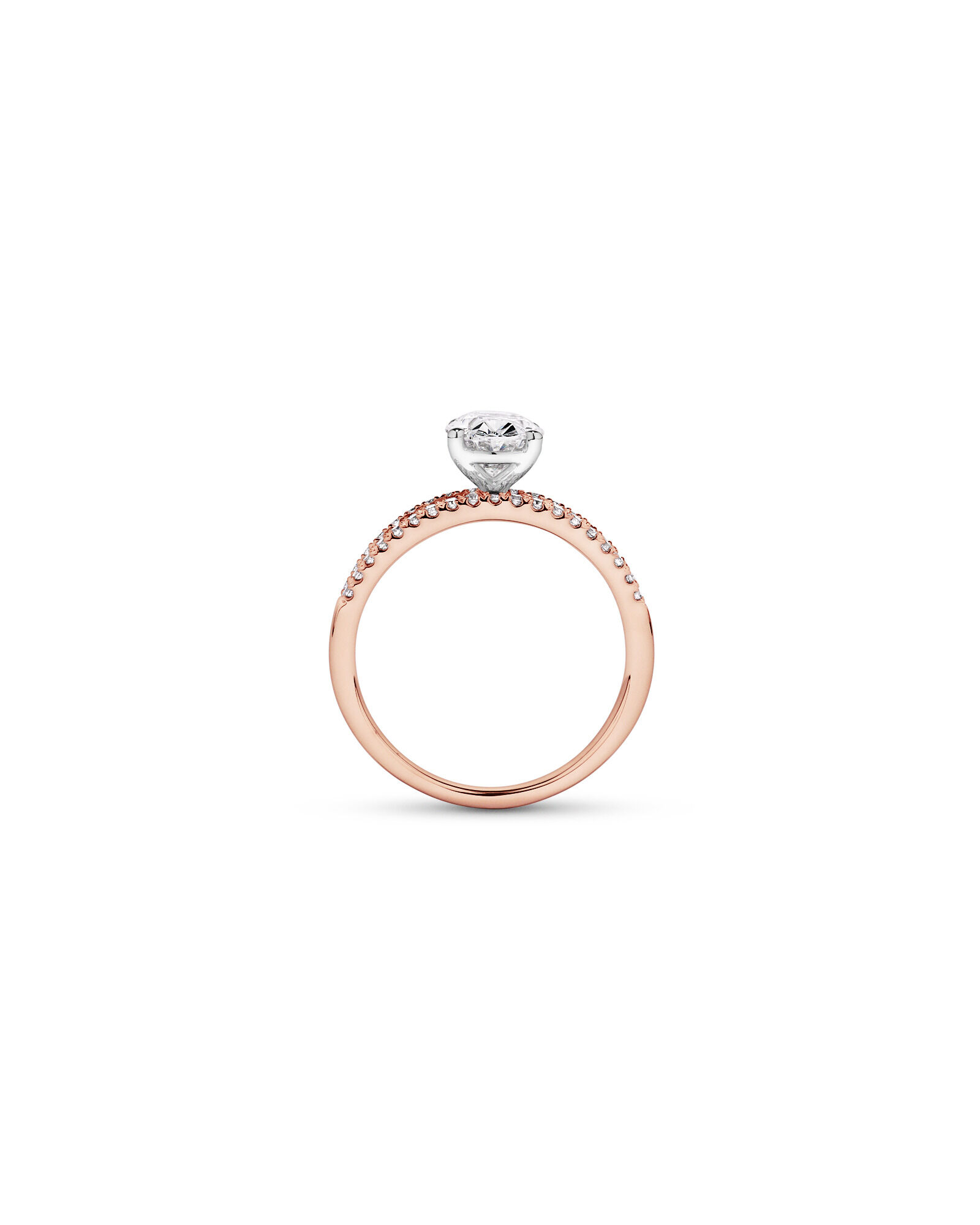 2.21 Carat TW Oval and Baguette Laboratory-Grown Side Accent Diamond Ring in 14kt Rose and White Gold