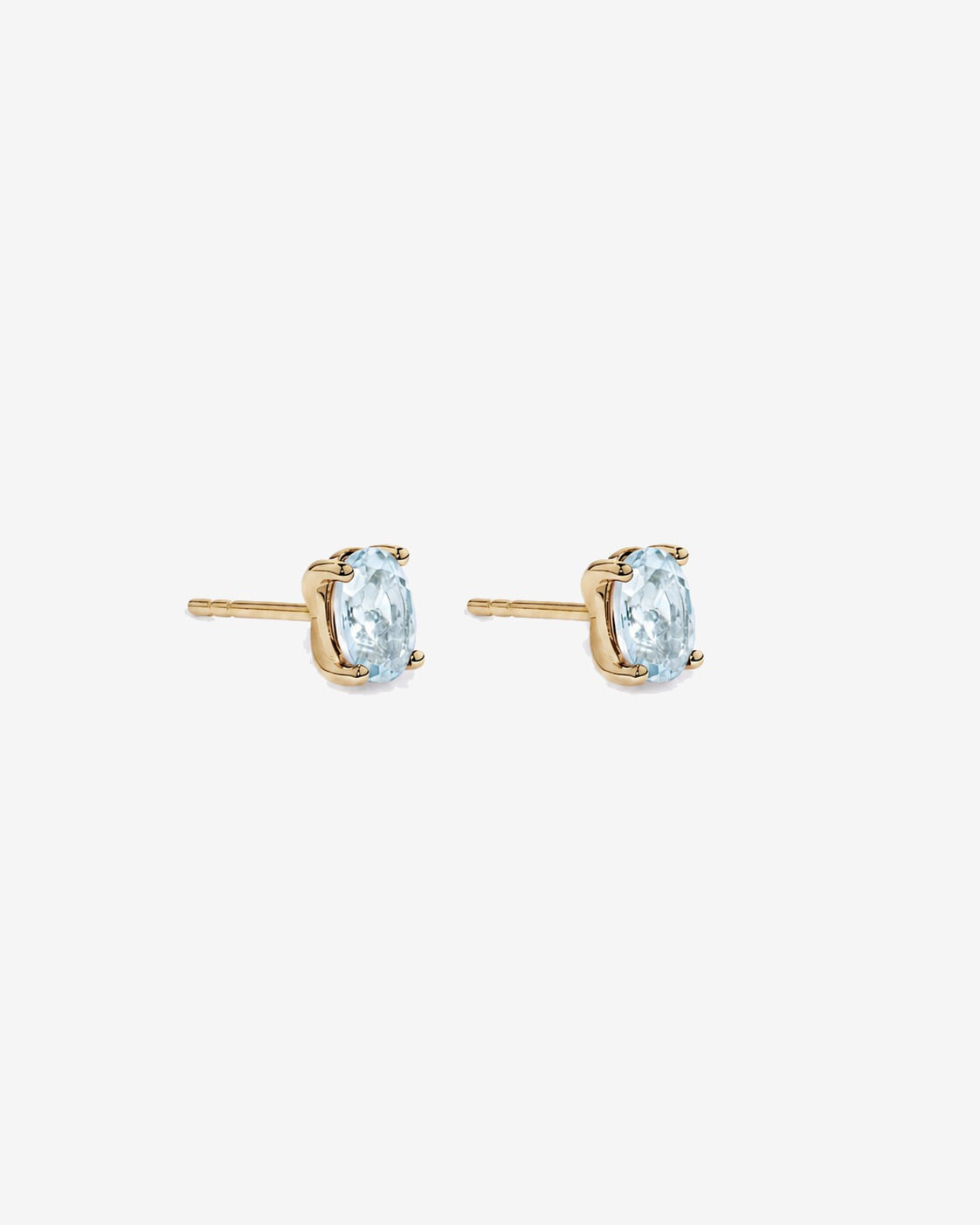 Boucles d'oreilles puces ovales Aigue-marine en or jaune 10 ct