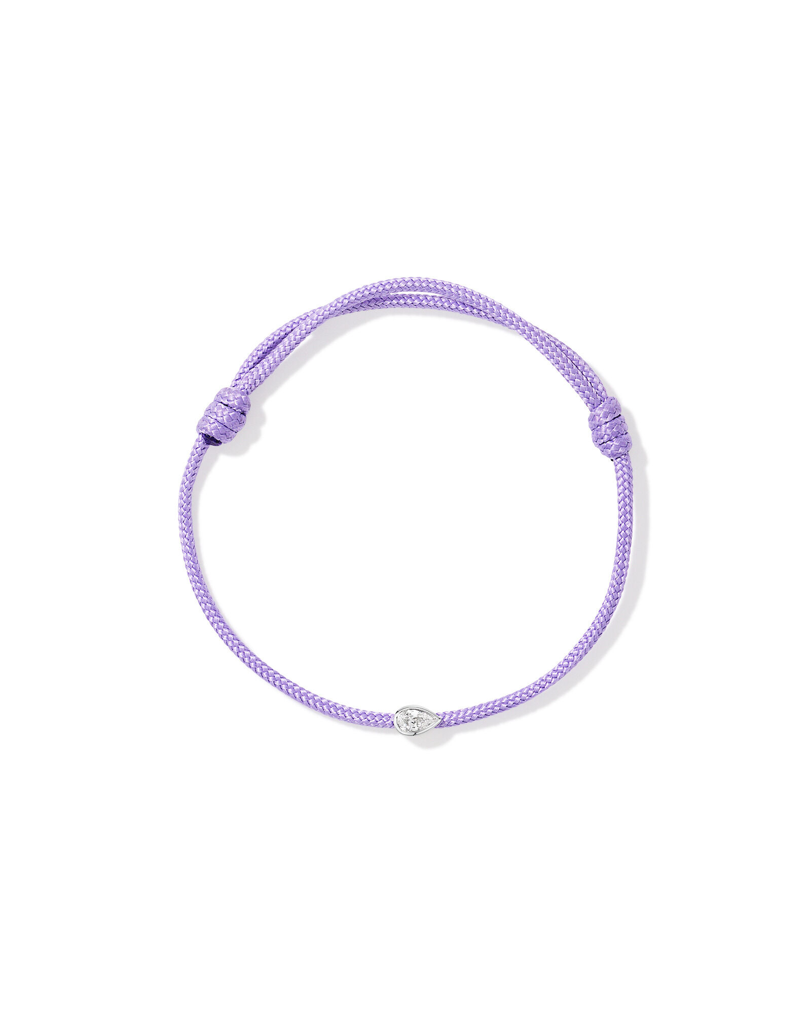 Bracelet en corde de zircone cubique coup&eacute; poire en violet lilas
