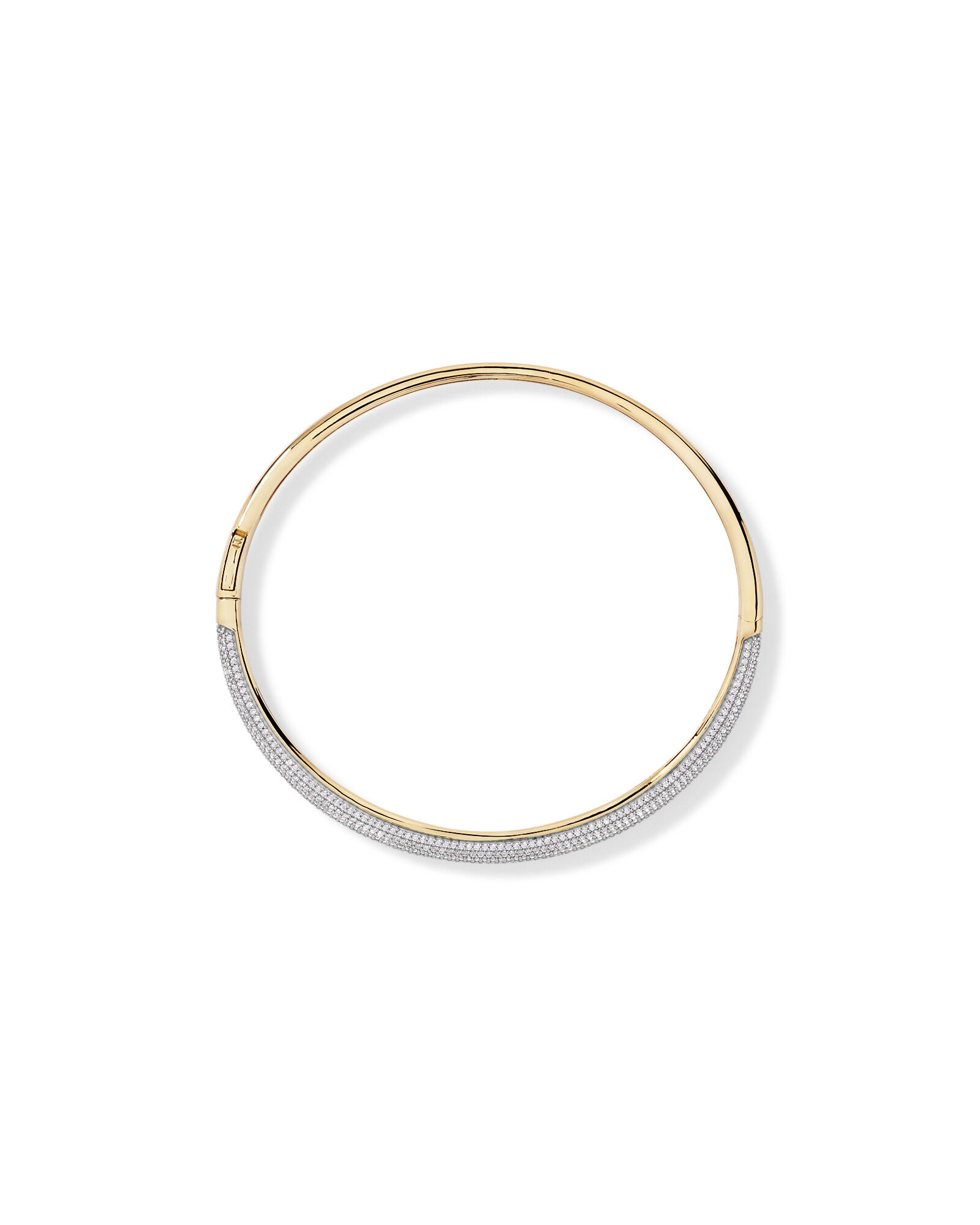62mm Classic Pav&eacute; Hinged Bangle with Cubic Zirconia in 18kt Vermeil