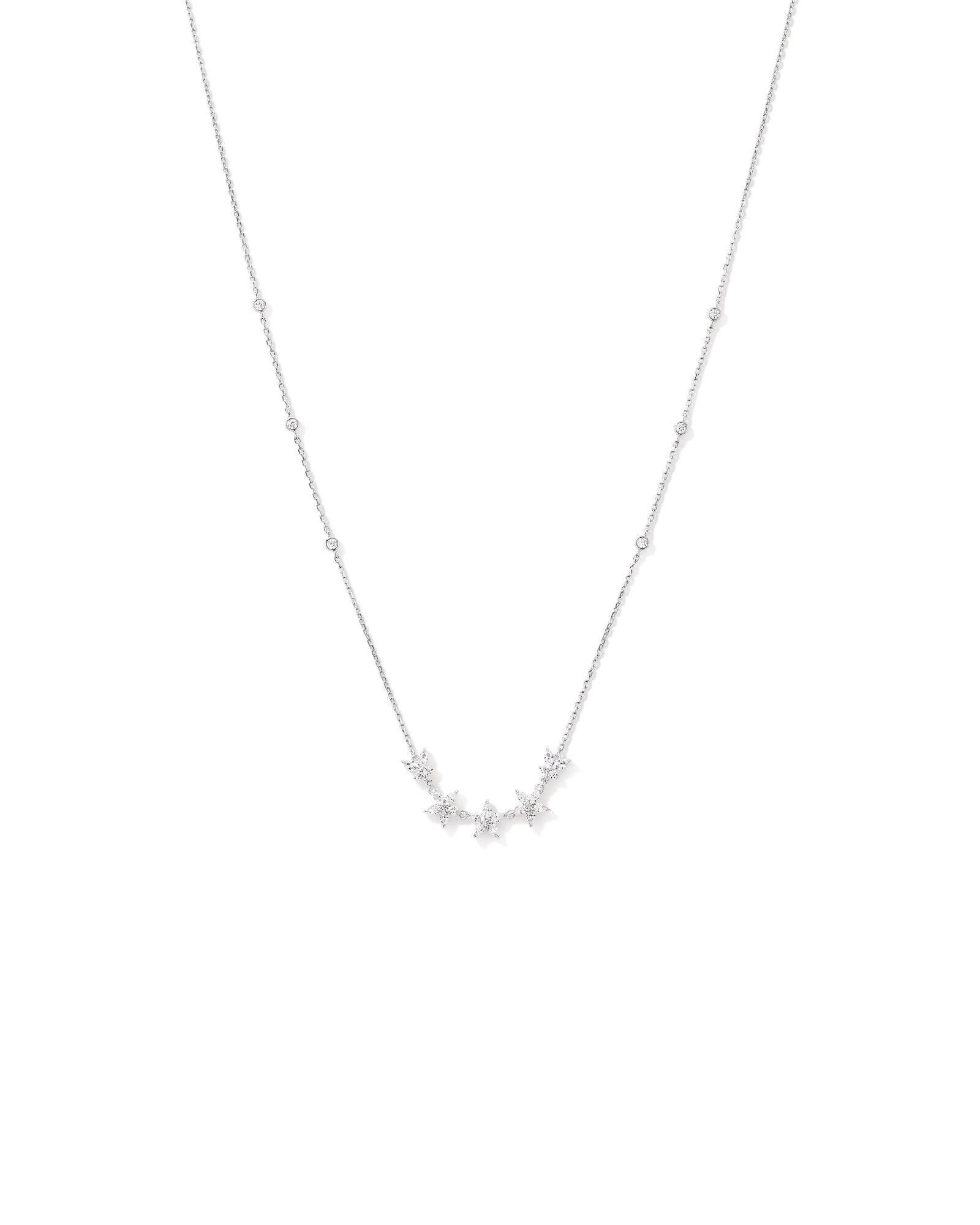50cm (19.6") Floral Necklace with Cubic Zirconia in Sterling Silver