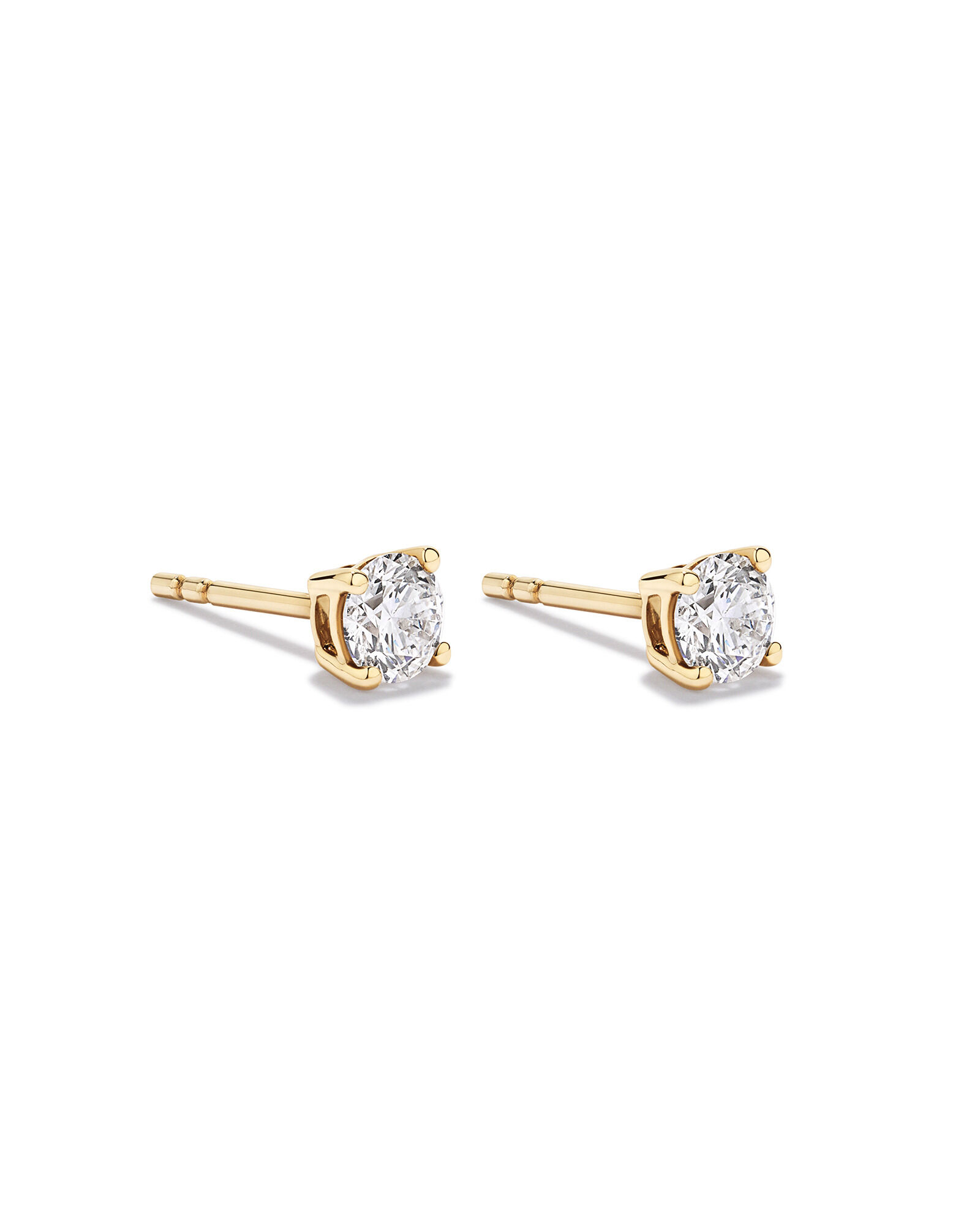 0.60 Carat TW Round Brilliant Laboratory-Grown Diamond Solitaire Stud Earrings in 10kt Yellow Gold