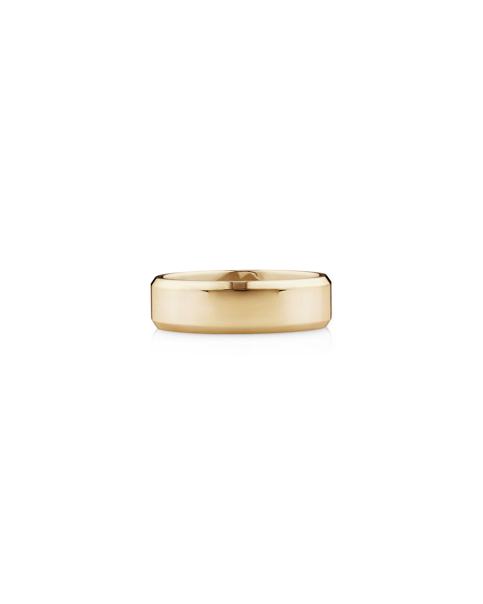 7mm Flat Bevelled Wedding Band in 10kt Yellow Gold