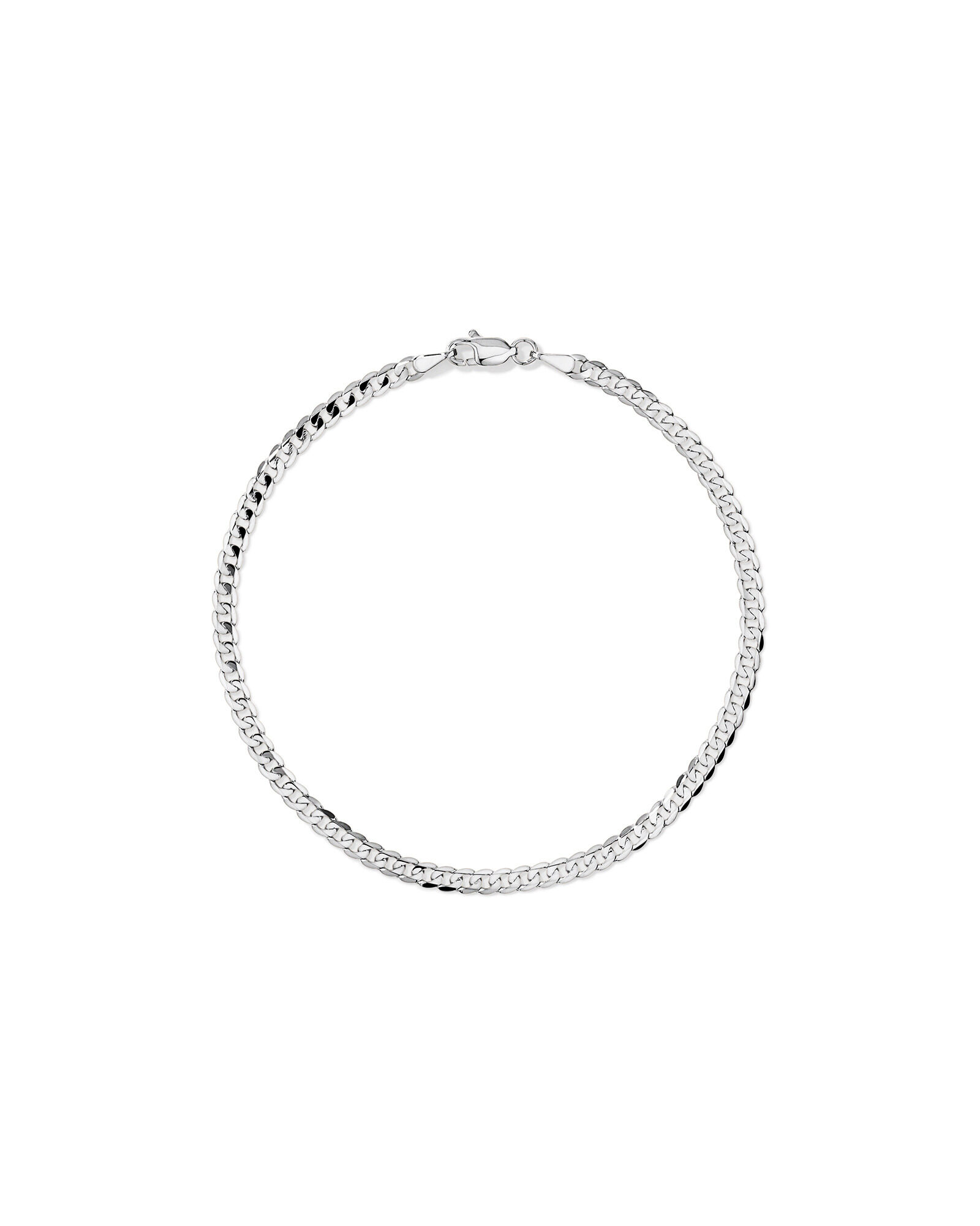 19cm (22") 3mm Width Solid Flat Bevelled Curb Bracelet in 10kt White Gold