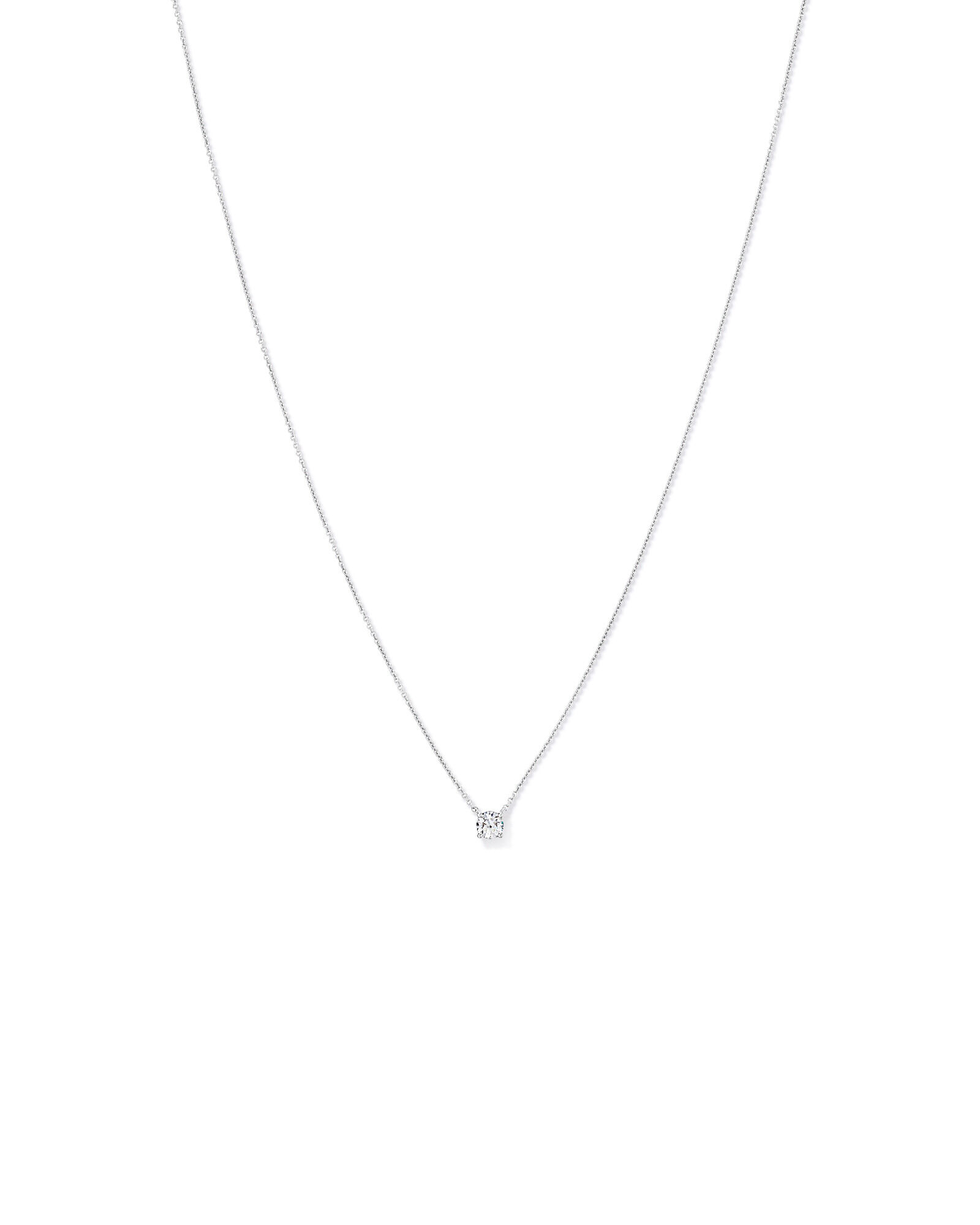 0.50TW Lab Diamond Round Brilliant Solitaire Necklace in Silver
