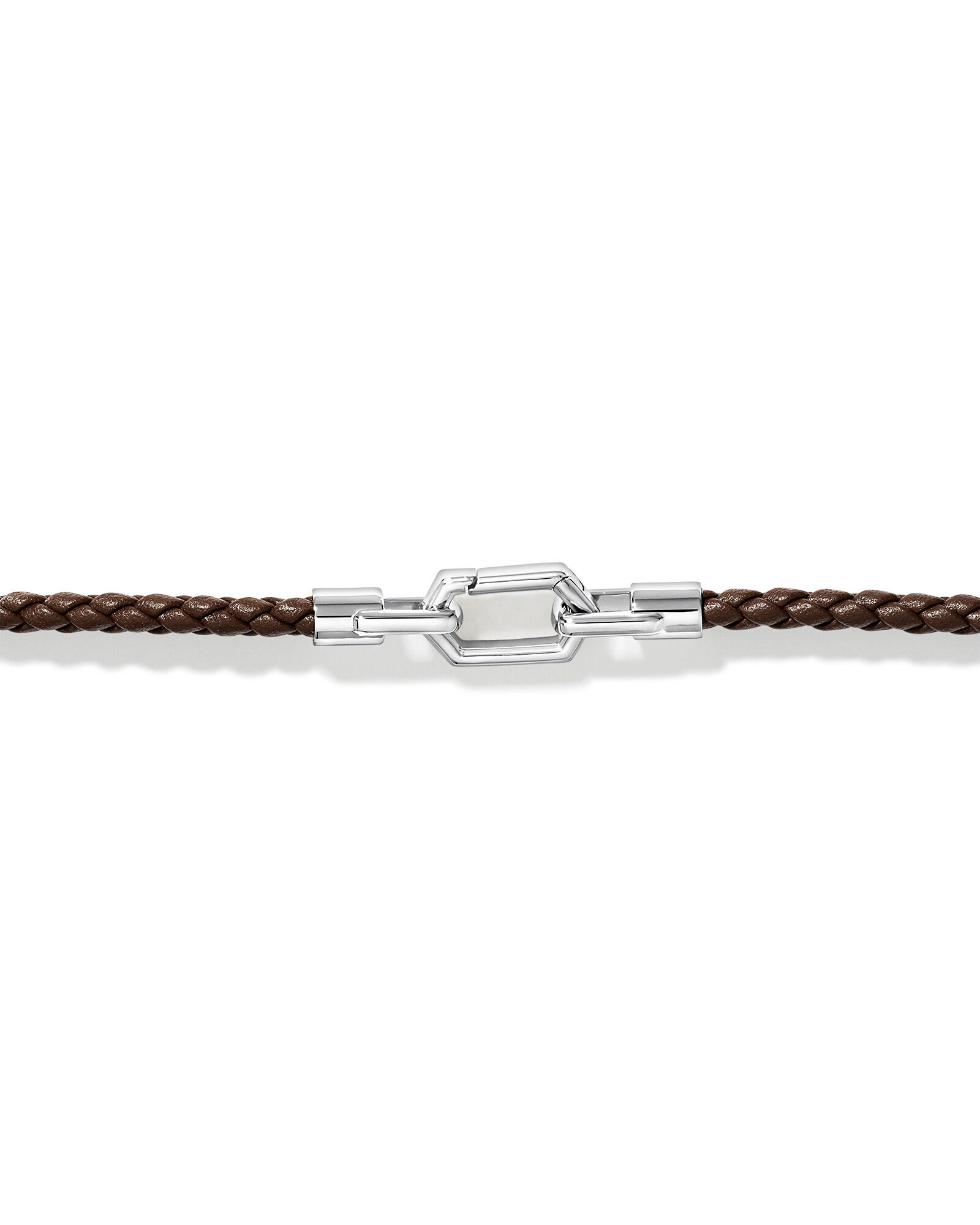 Men's Braided Leather Double Wrap Bracelet in Sterling Silver