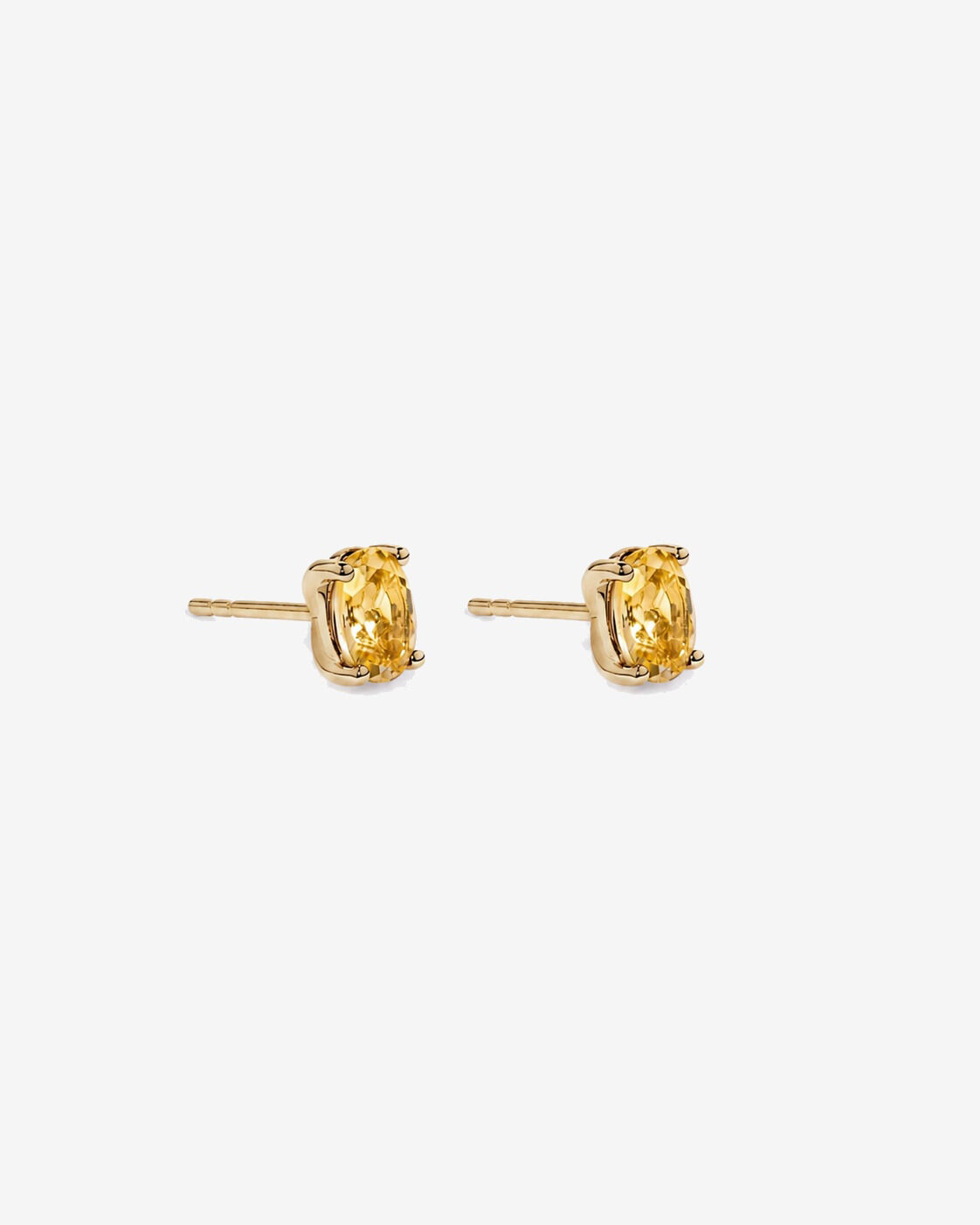 Boucles d'oreilles puces en or jaune 10 carats avec citrine ovale
