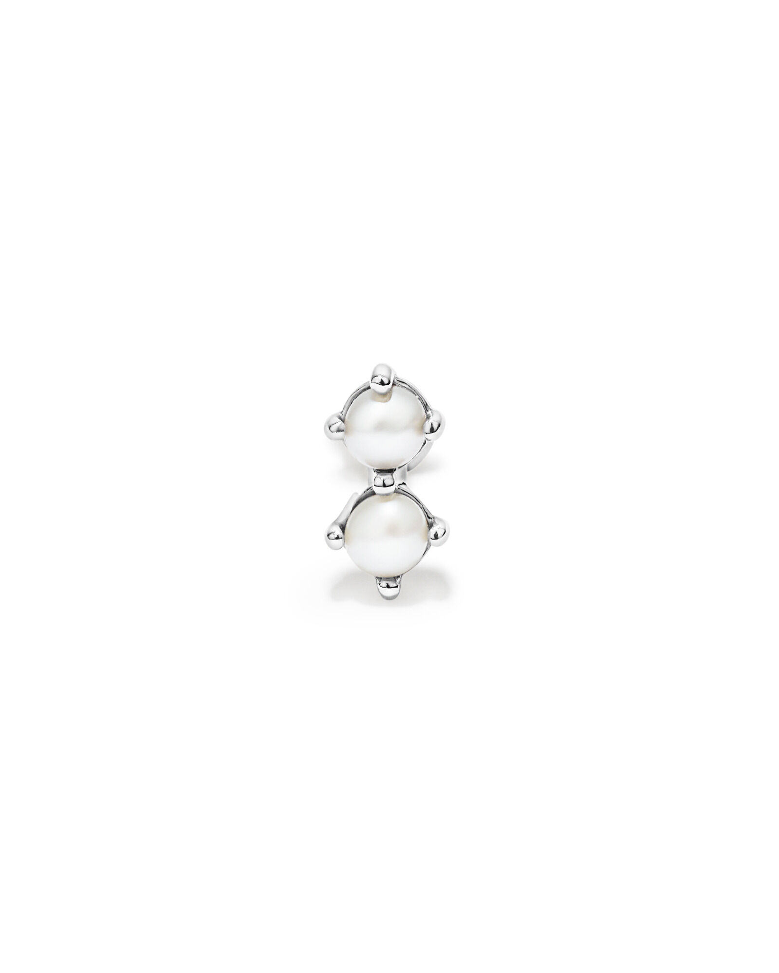 Cultured Freshwater Pearl Two-Stone Helix Earring in 10kt White Gold