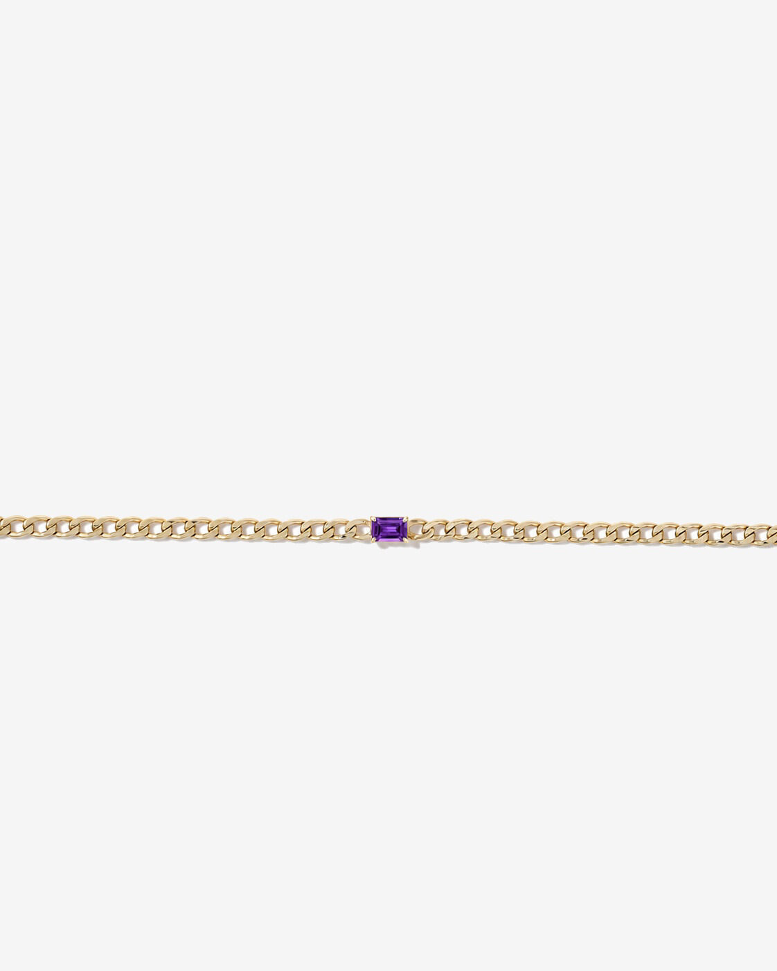 Bracelet gourmette Am&eacute;thyste en or jaune 10 ct