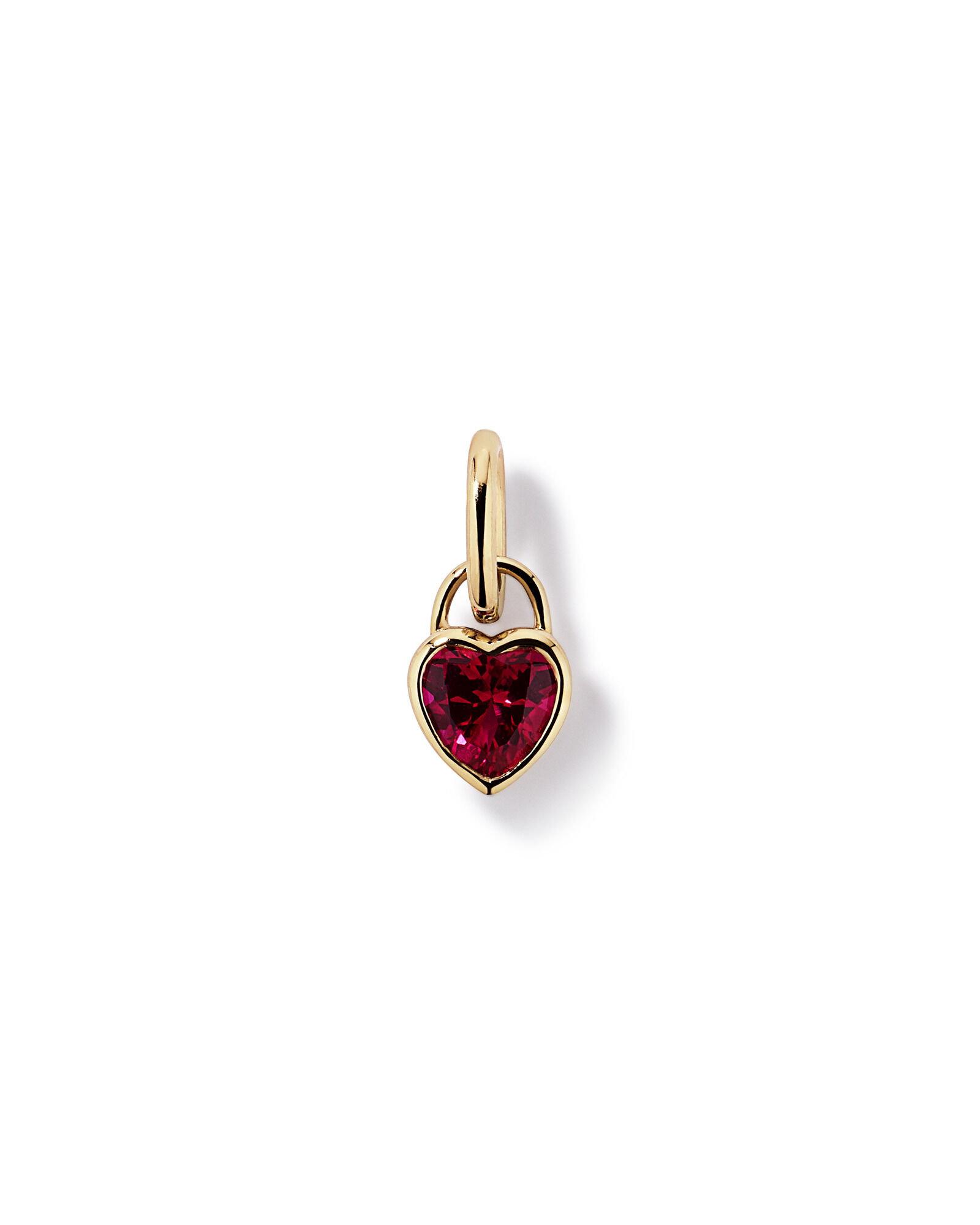 Heart Created Ruby Bezel Pendant in 10kt Yellow Gold