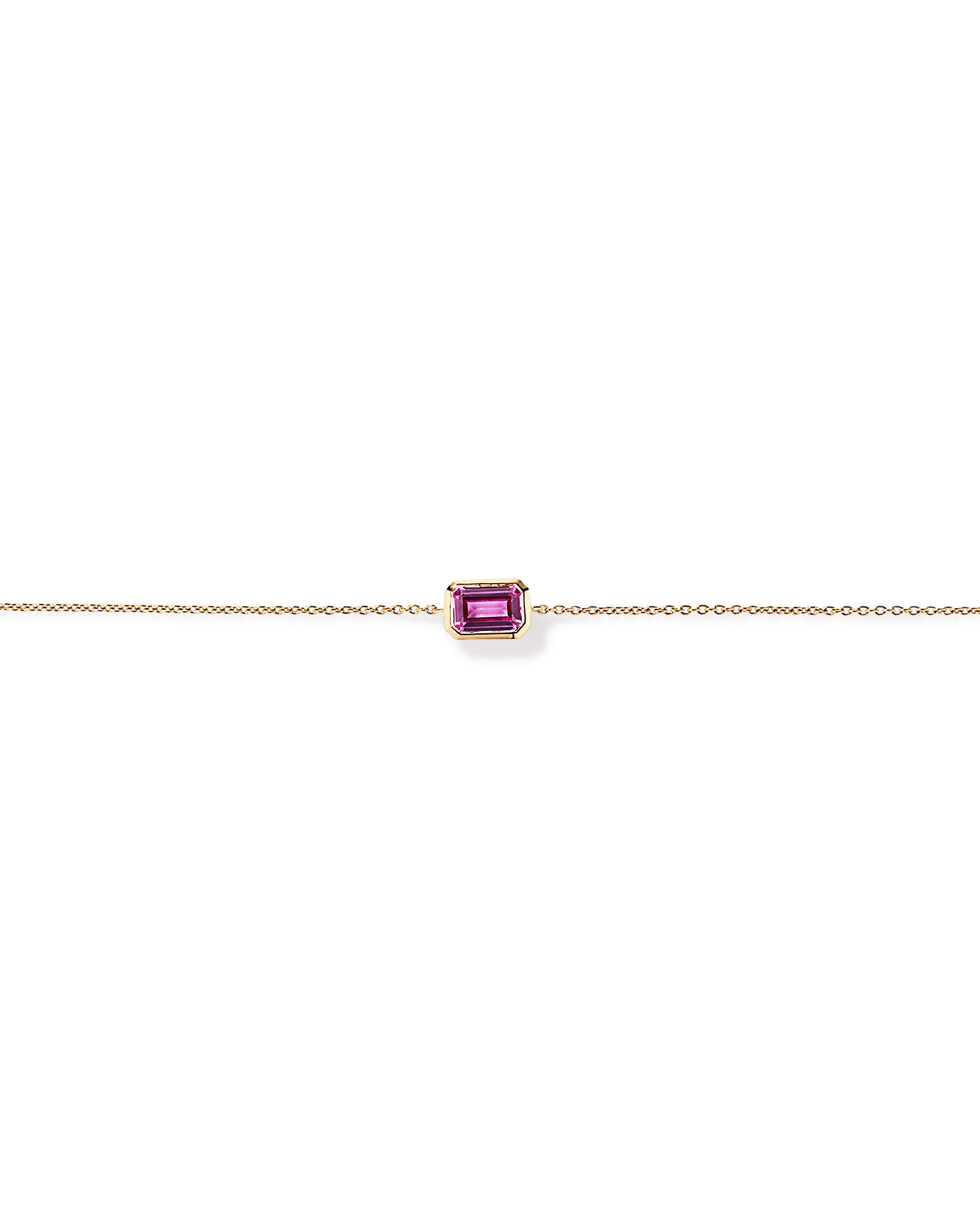 Bracelet &agrave; lunettes en saphir rose taill&eacute; &eacute;meraude en or jaune 10 carats