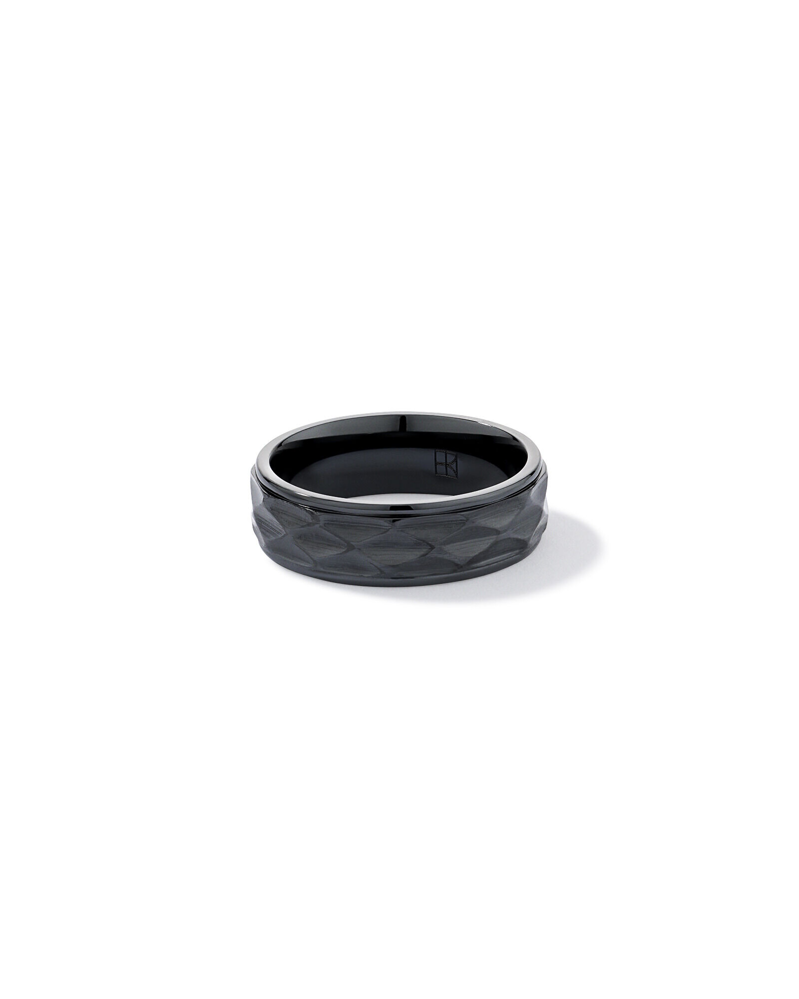 7mm Patterned Wedding Band in Black Titanium