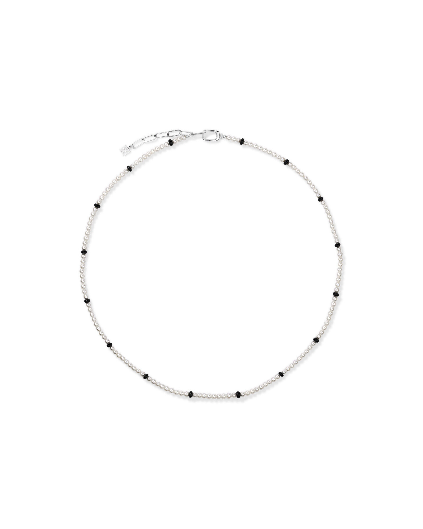 Cultured Freshwater Pearl & Onyx Necklace in Sterling Silver