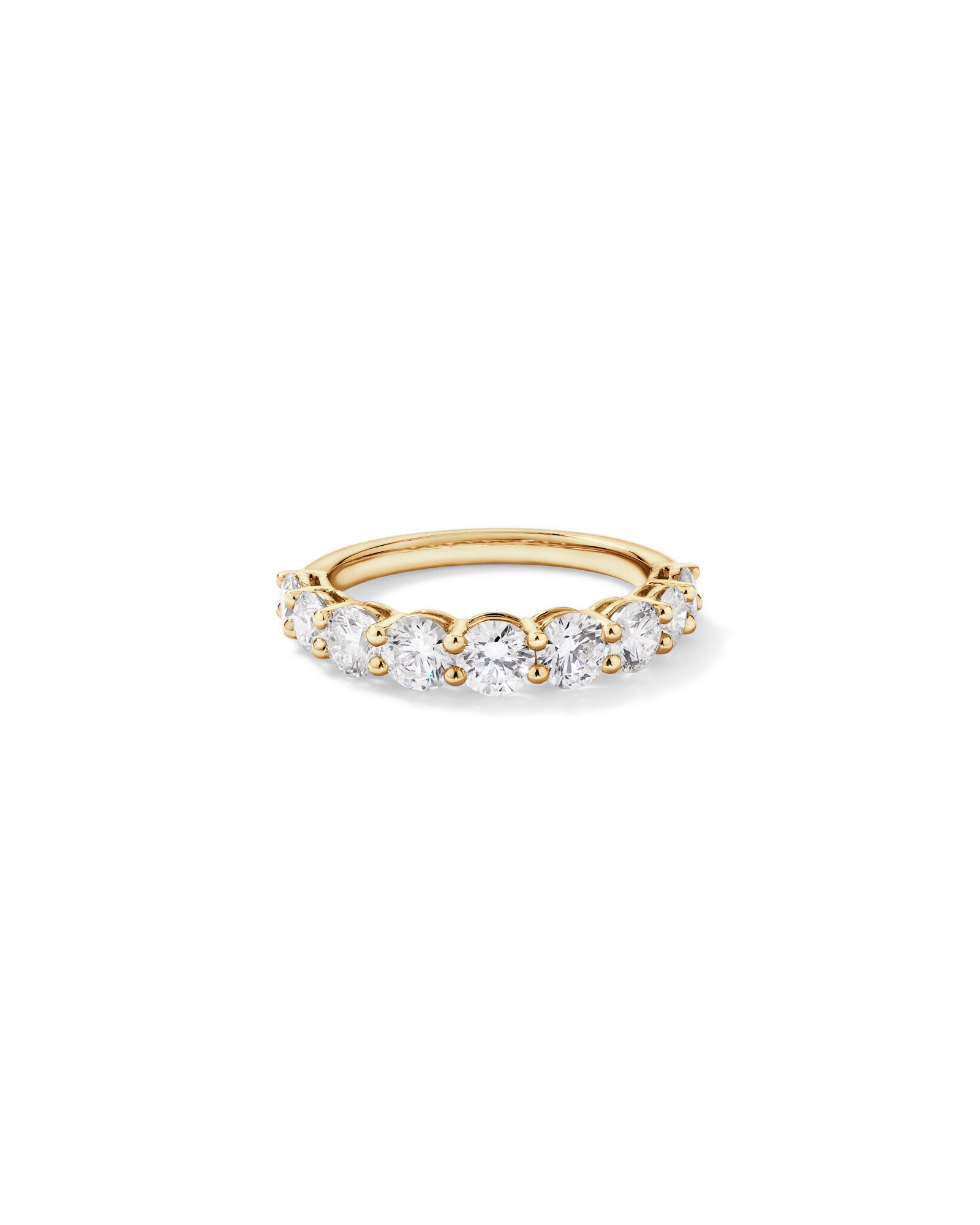 Alliance en or jaune 14 carats sertie d'un diamant rond brillant de synth&egrave;se de 1,75 carat (poids total)