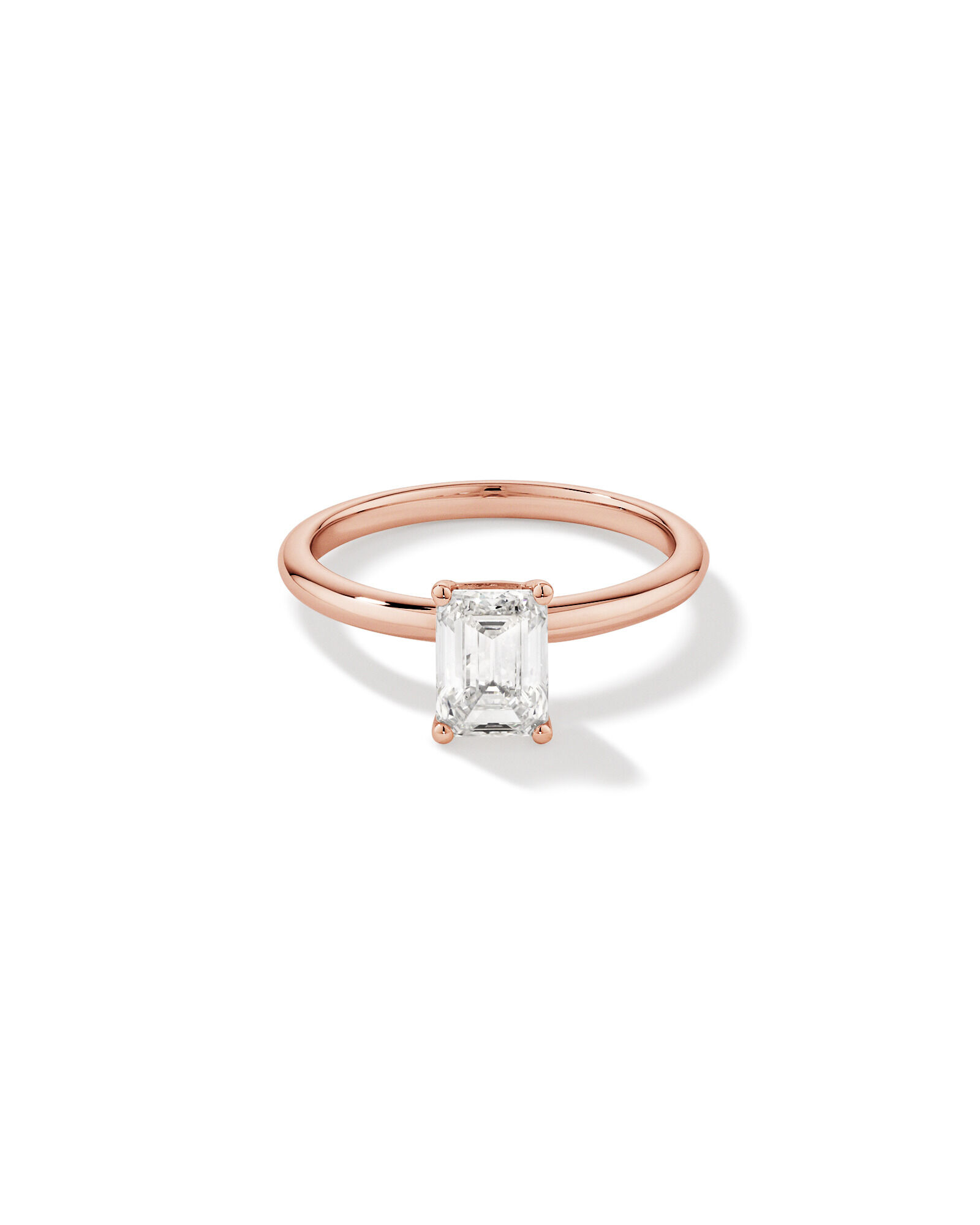 1.25 Carat TW Emerald Cut Laboratory-Grown Diamond Solitaire Engagement Ring In 14kt Rose Gold