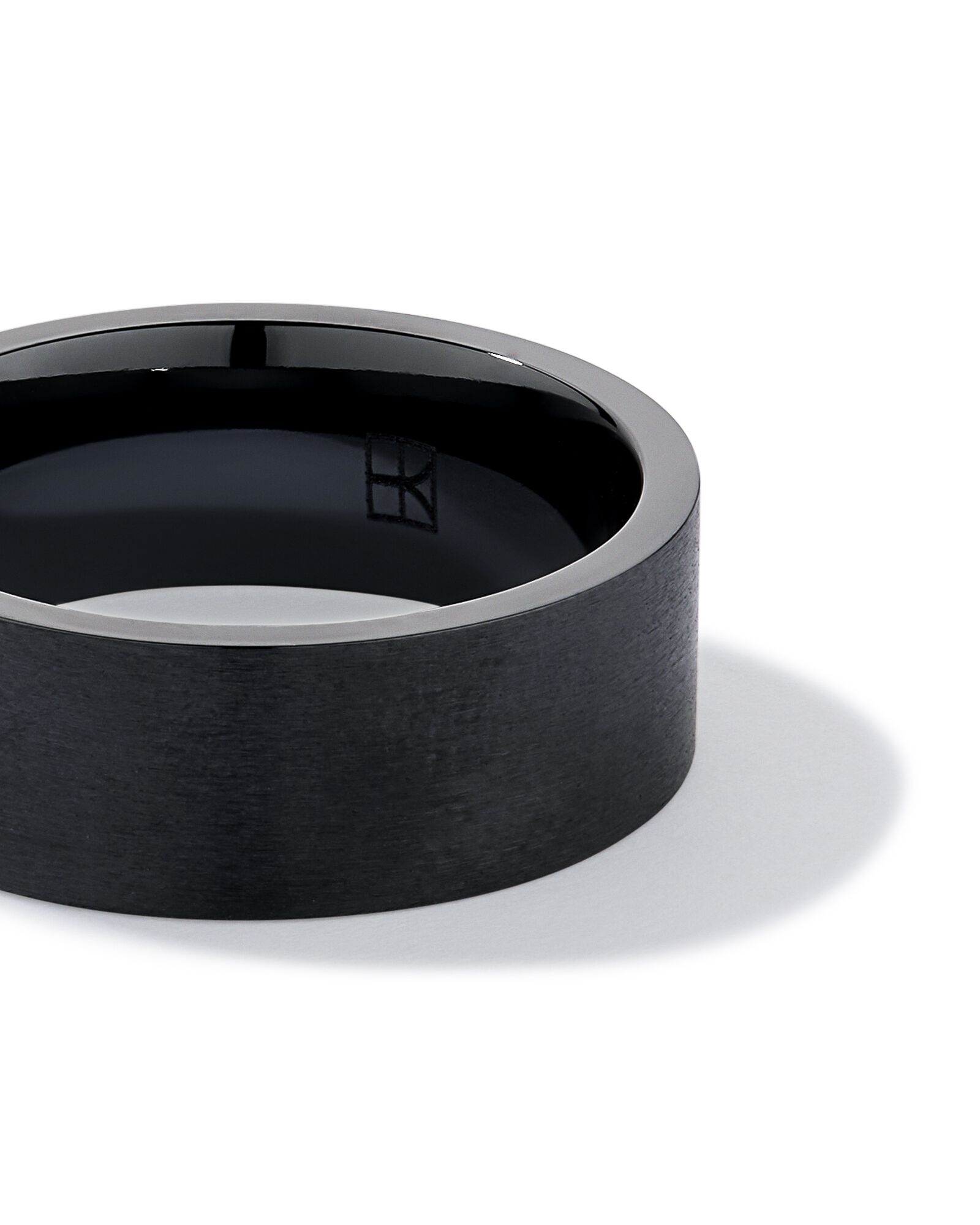 8mm Brushed Flat Wedding Band in Black Titanium