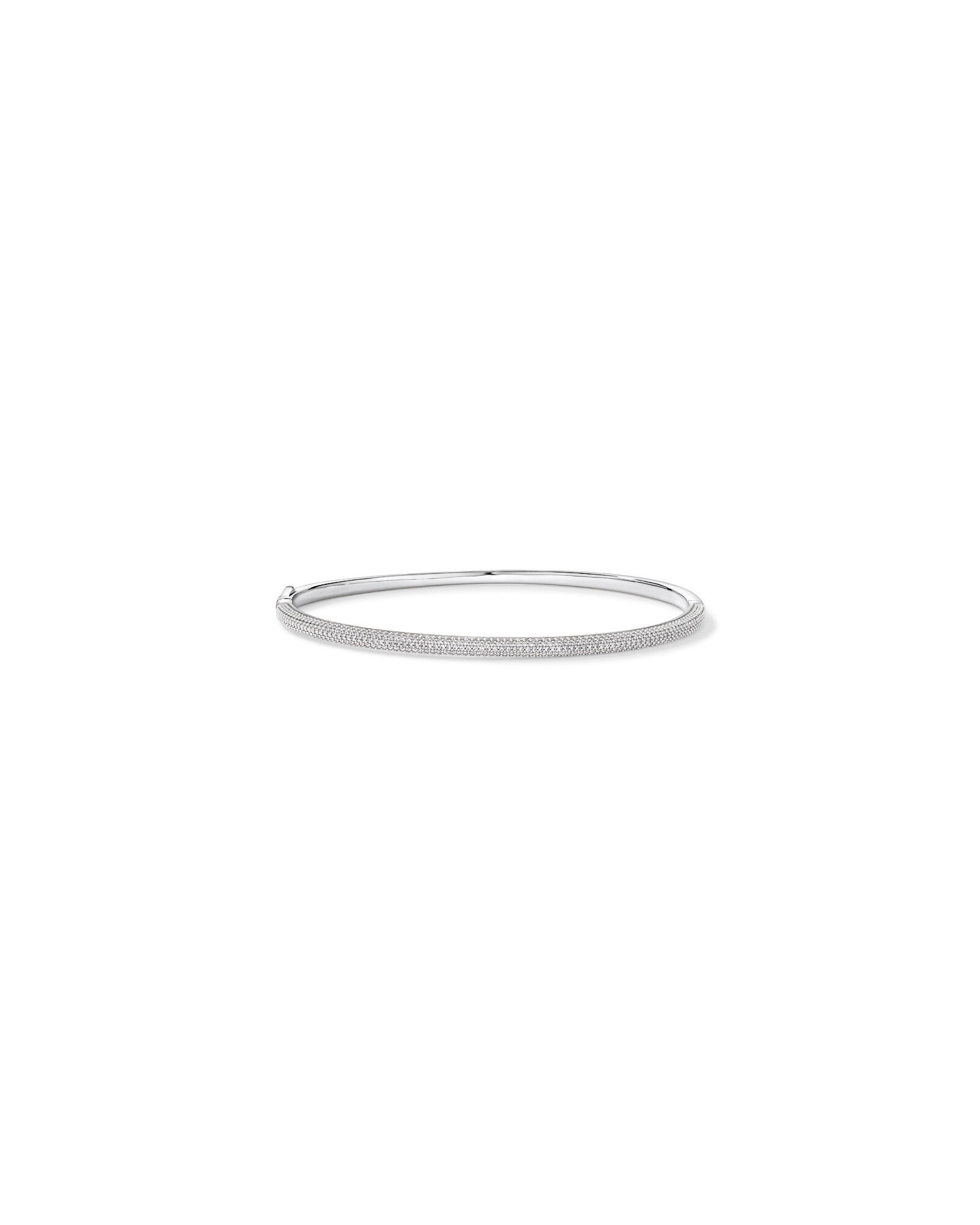 62mm Slim Pav&eacute; Hinged Bangle with Cubic Zirconia in Sterling Silver