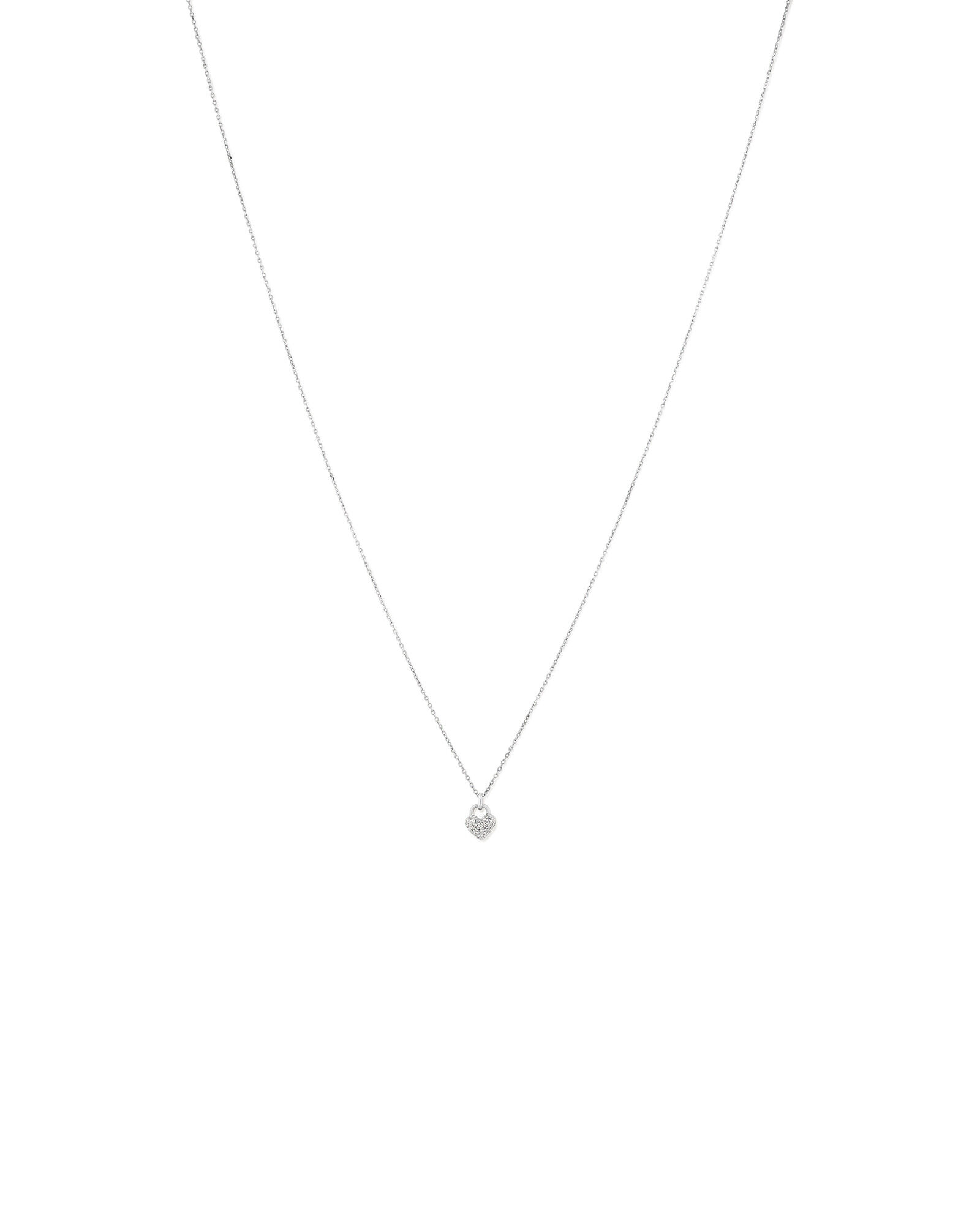 Fine Pave Diamond Heart Pendant Necklace in Sterling Silver