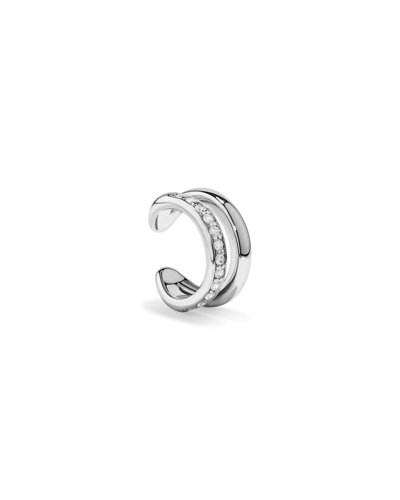 Conque d&rsquo;oreille en diamant en argent sterling