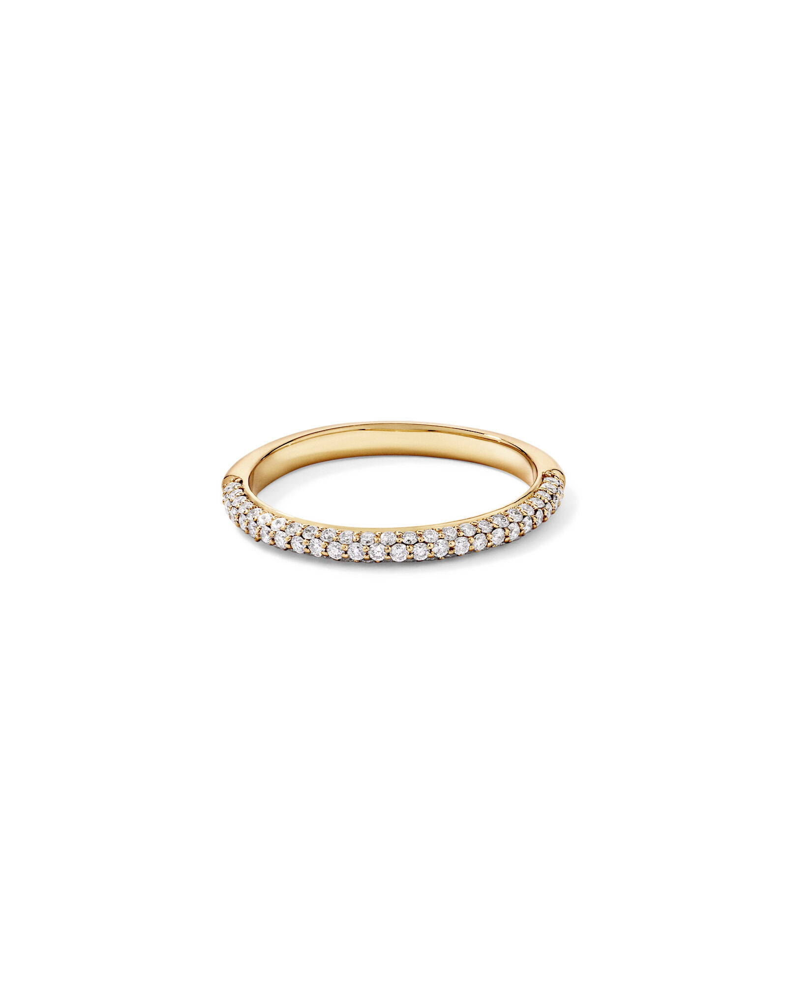 Alliance en or jaune 14 carats sertie de diamants taille brillant rond en pav&eacute; (poids total de 0,40 carat)