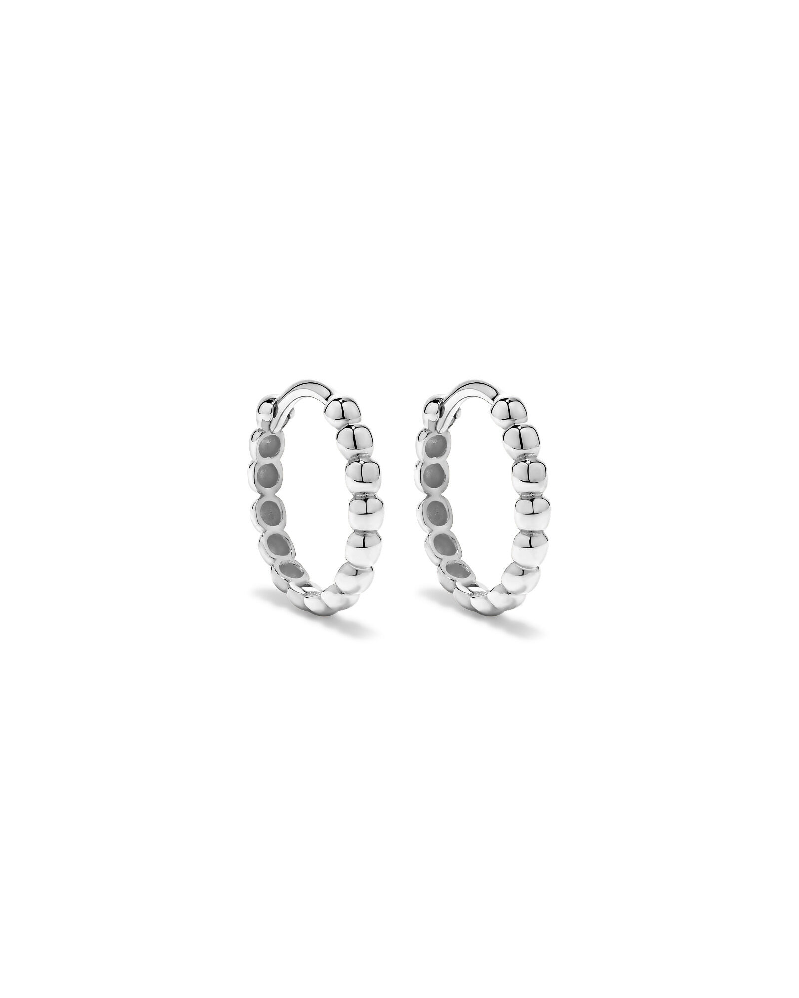 13.5mm Large Beaded Huggie Earrings in Sterling Silver