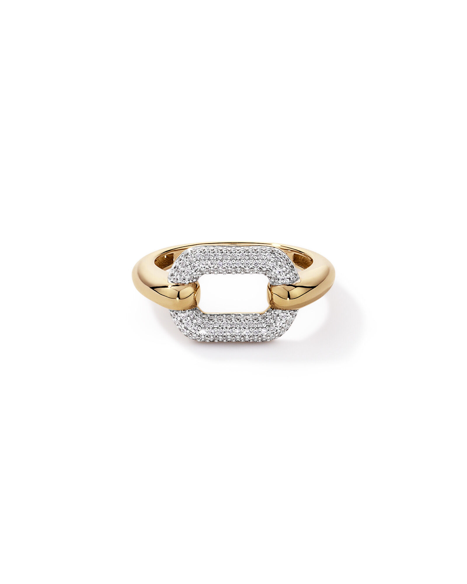 Anneau Luxe Links avec zirconie cubique en Vermeil 18 kt