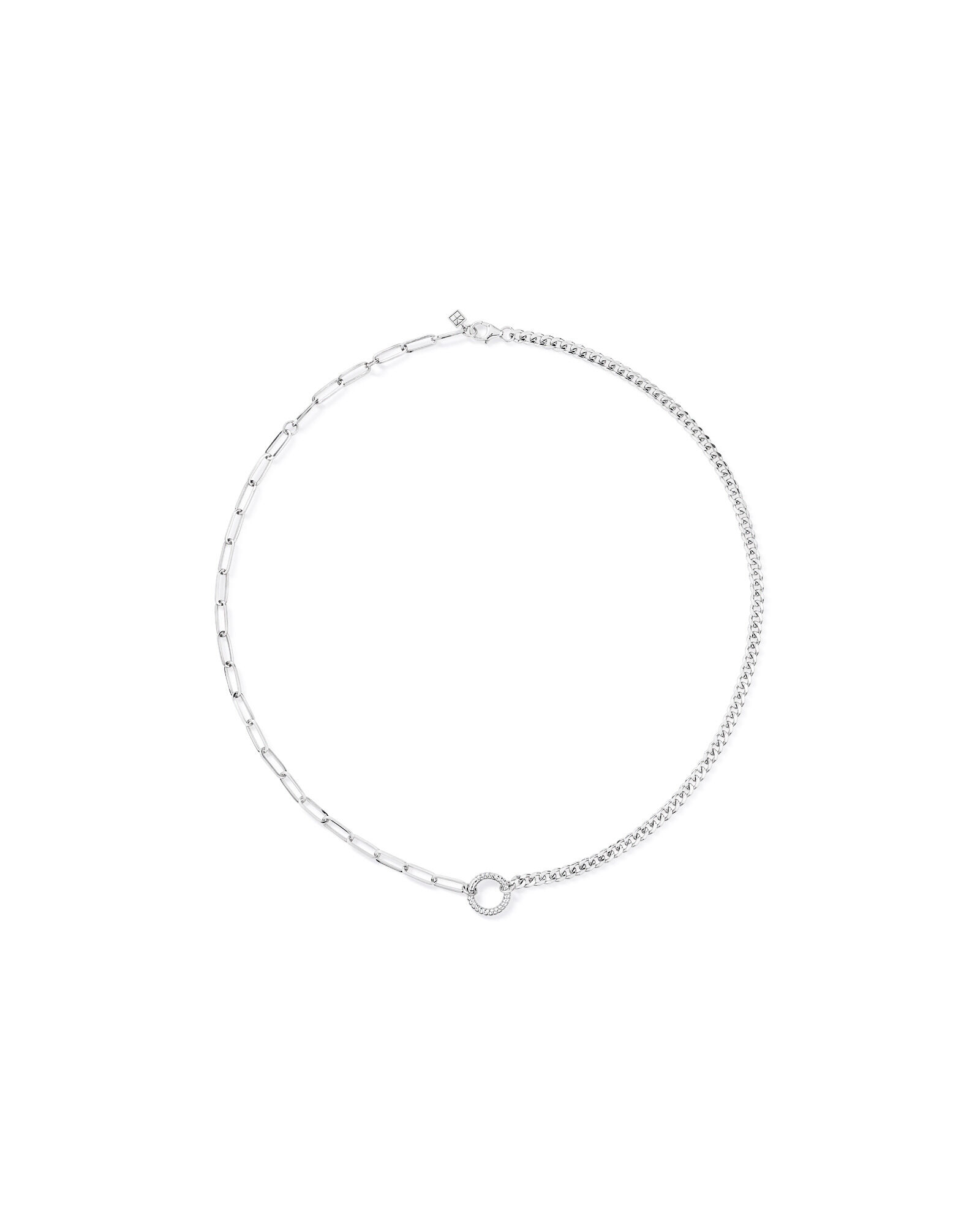 Paperclip and Curb Link Chain Necklace in Sterling Silver