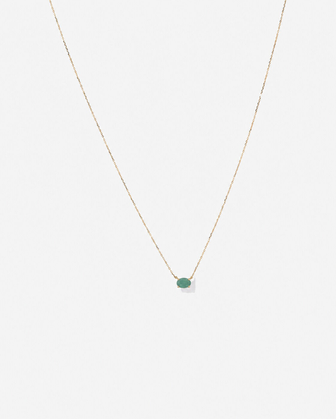 Collier ovale est-ouest &Eacute;meraude en or jaune 10 ct