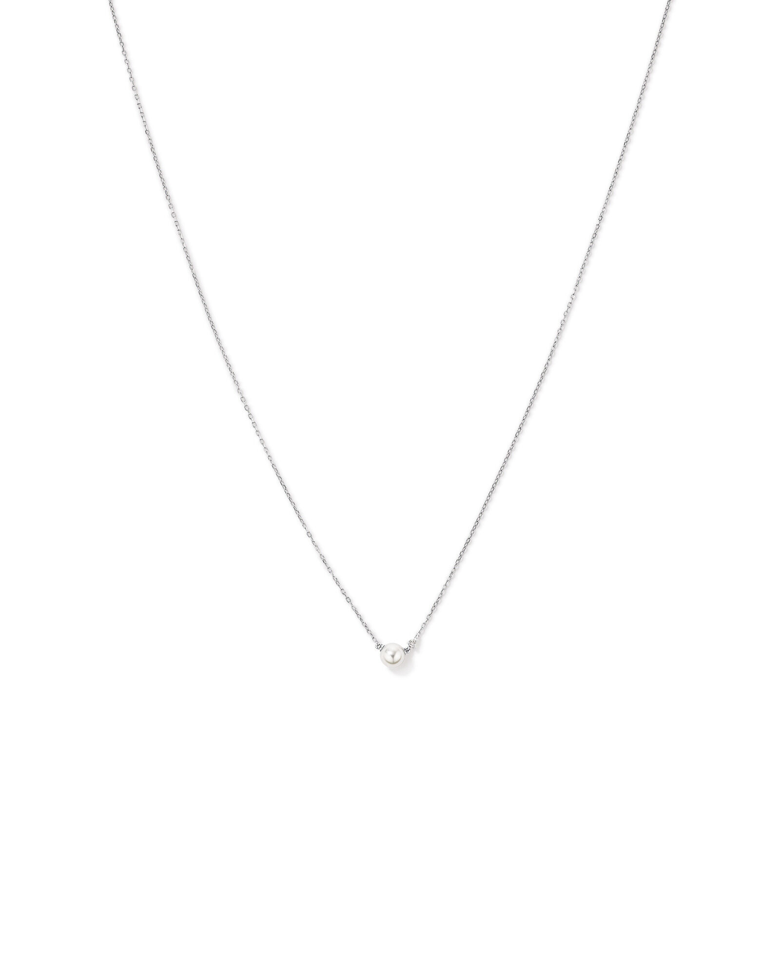 5mm Cultured Freshwater Pearl and Diamond Necklace in Sterling Silver