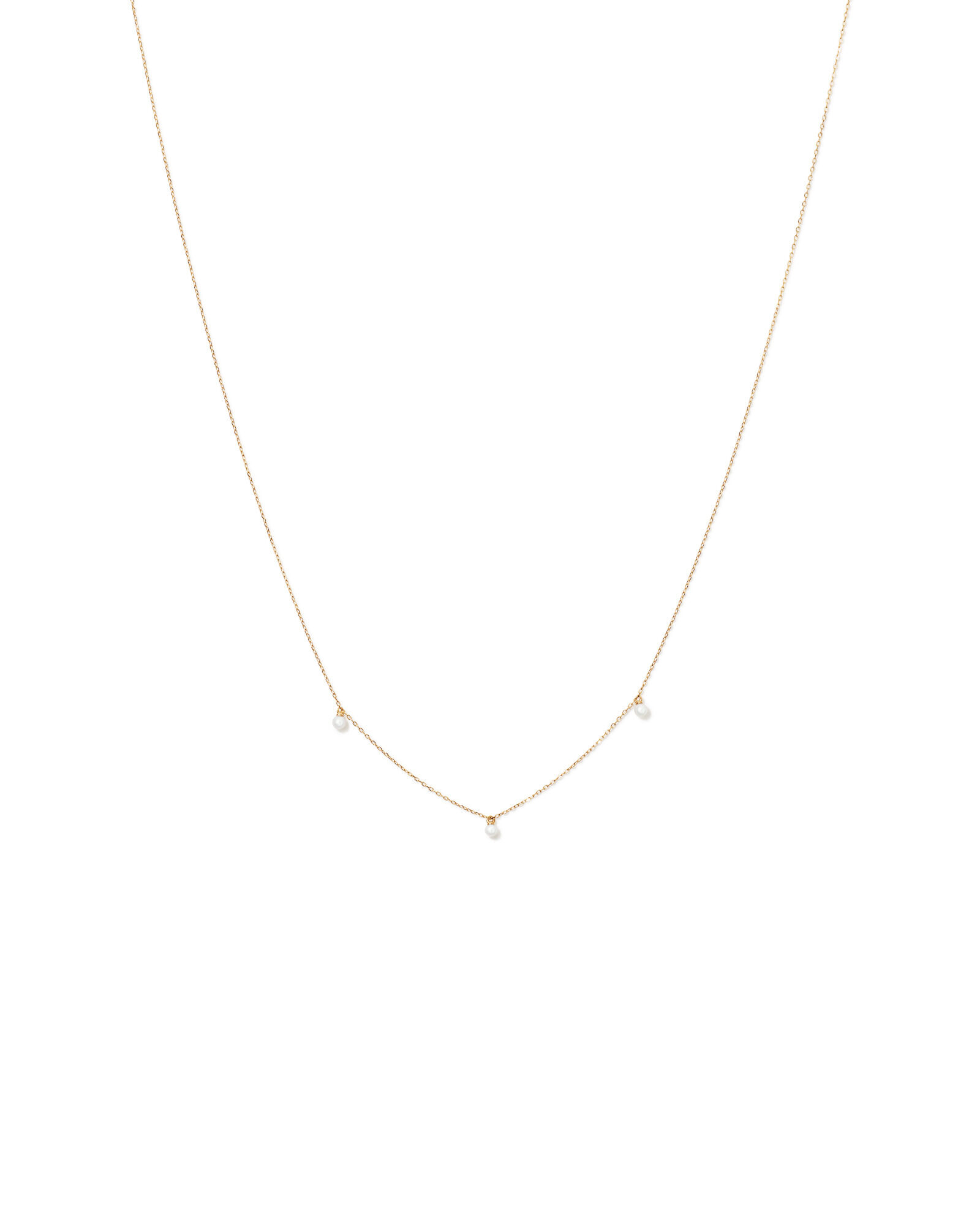 Cultured Freshwater Pearl Station Necklace in 10kt Yellow Gold