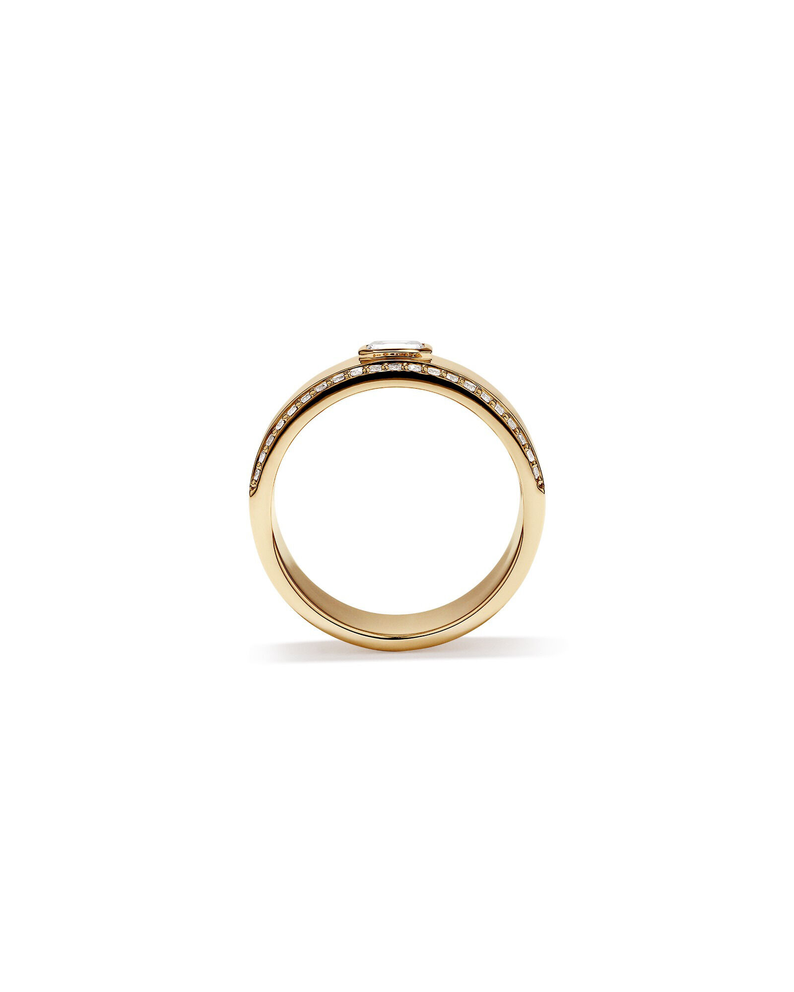 0.50 Carat TW of Laboratory-Grown Emerald & Round Brilliant Diamond Ring in 10kt Yellow Gold