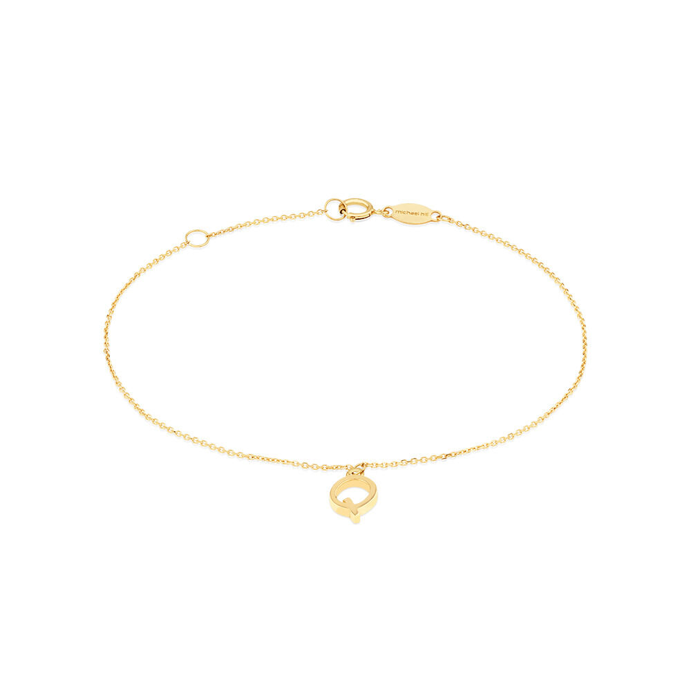 19cm (7.5") Q Initial Bracelet in 10kt Yellow Gold