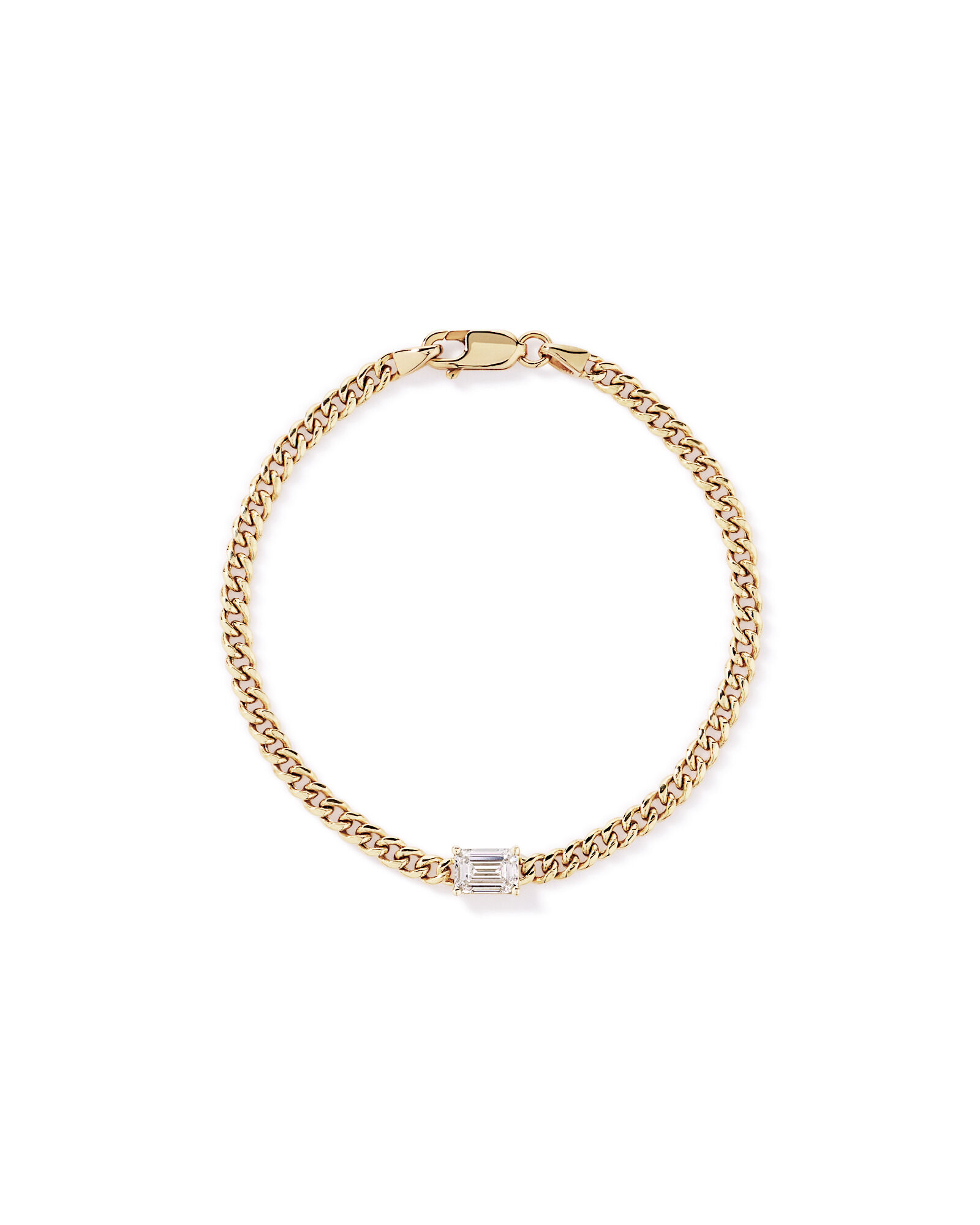 Bracelet en diamant 1,00 carat TW taill&eacute; en &eacute;meraude cultiv&eacute; en laboratoire en or jaune 10 carats