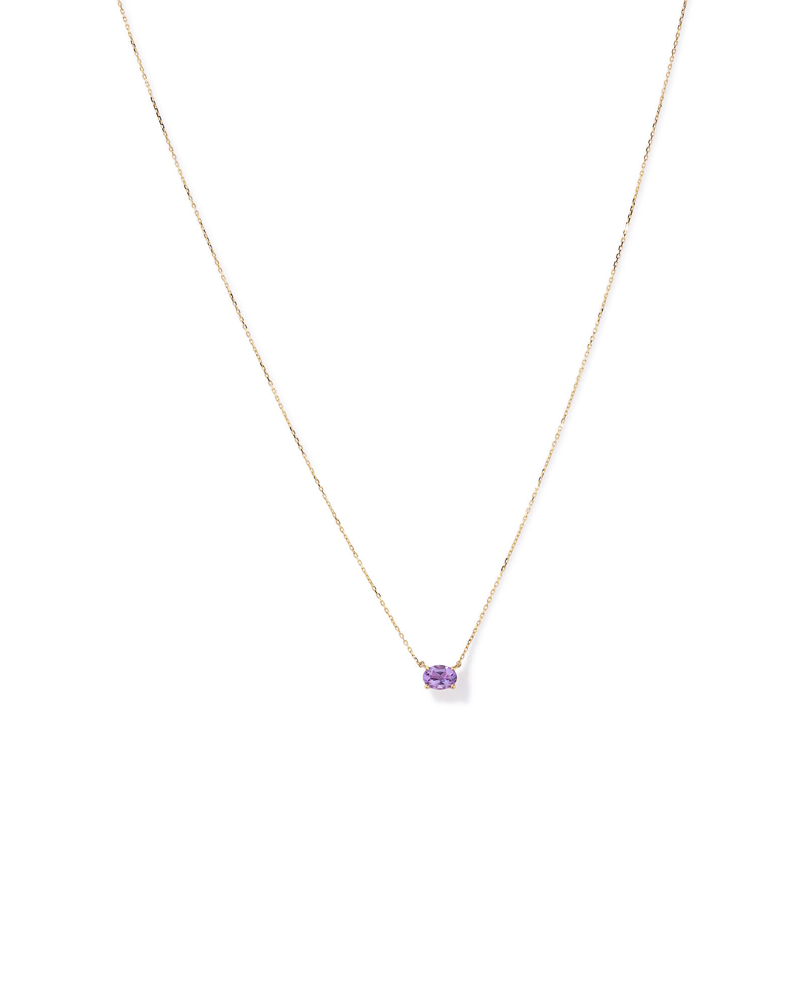 Oval East-West Rose Amethyst Necklace in 10kt Yellow Gold