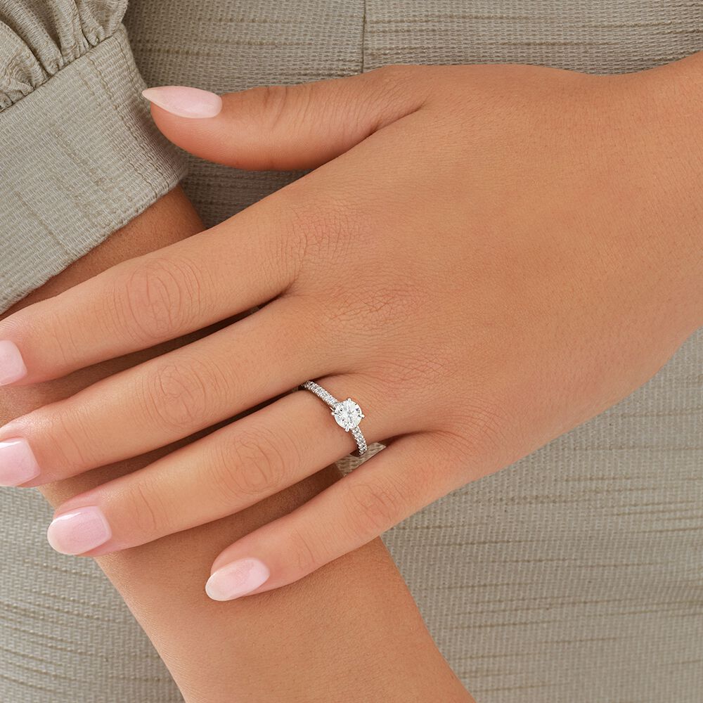 Engagement Ring with 1 1/4 Carat TW of Diamonds in 14kt White Gold