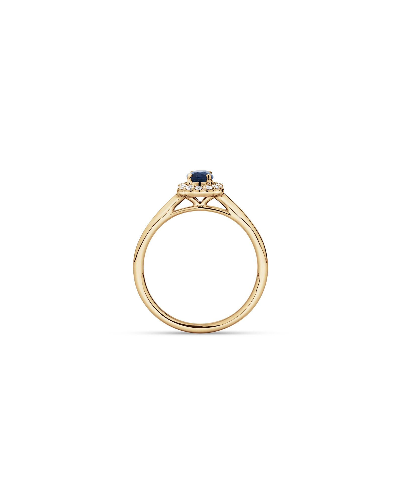 Bague halo en diamant TW en saphir australien et 0,10 carat en or jaune 10 carats