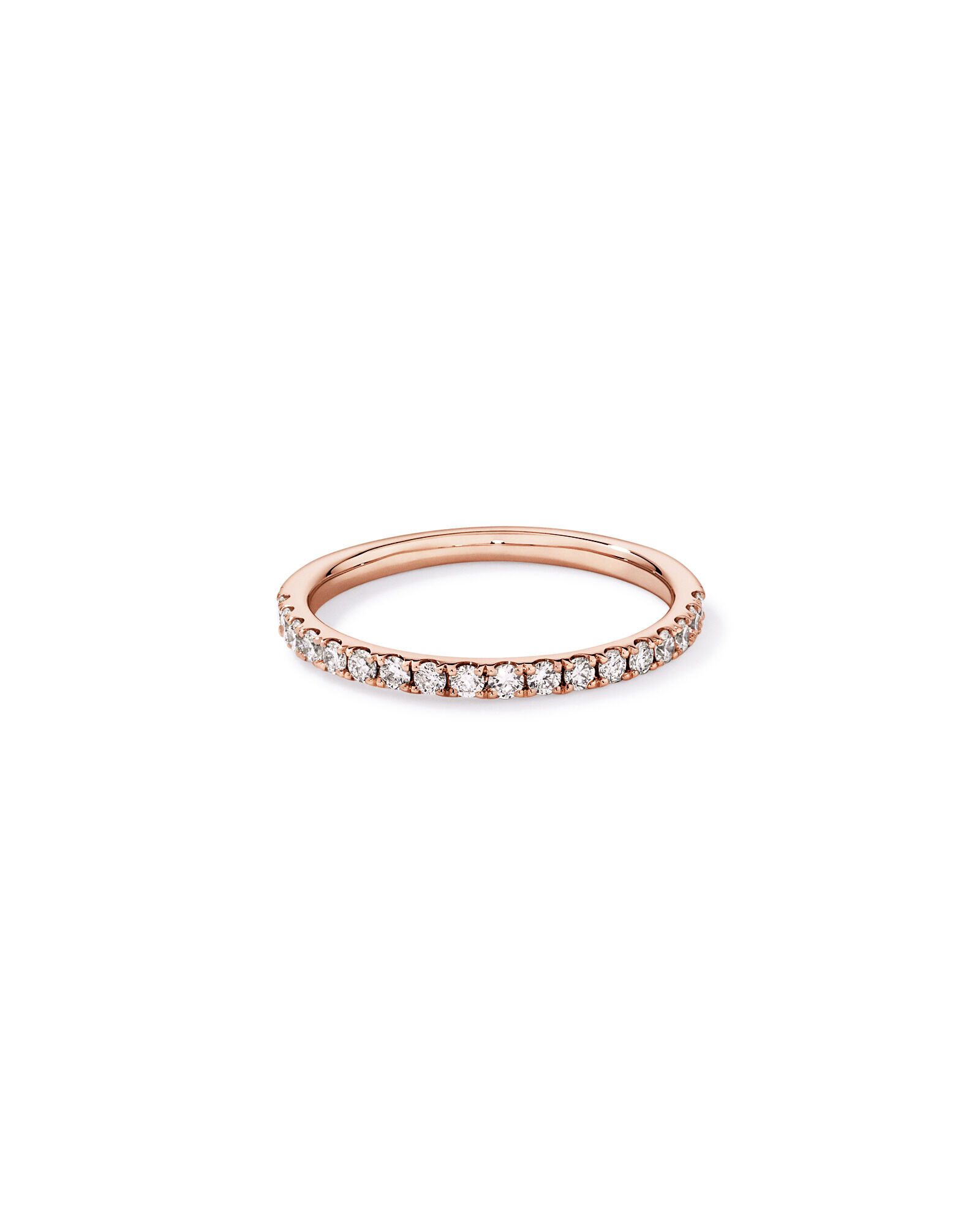 Alliance en or rose 14 carats sertie d'un diamant rond brillant de synth&egrave;se de 0,34 carat